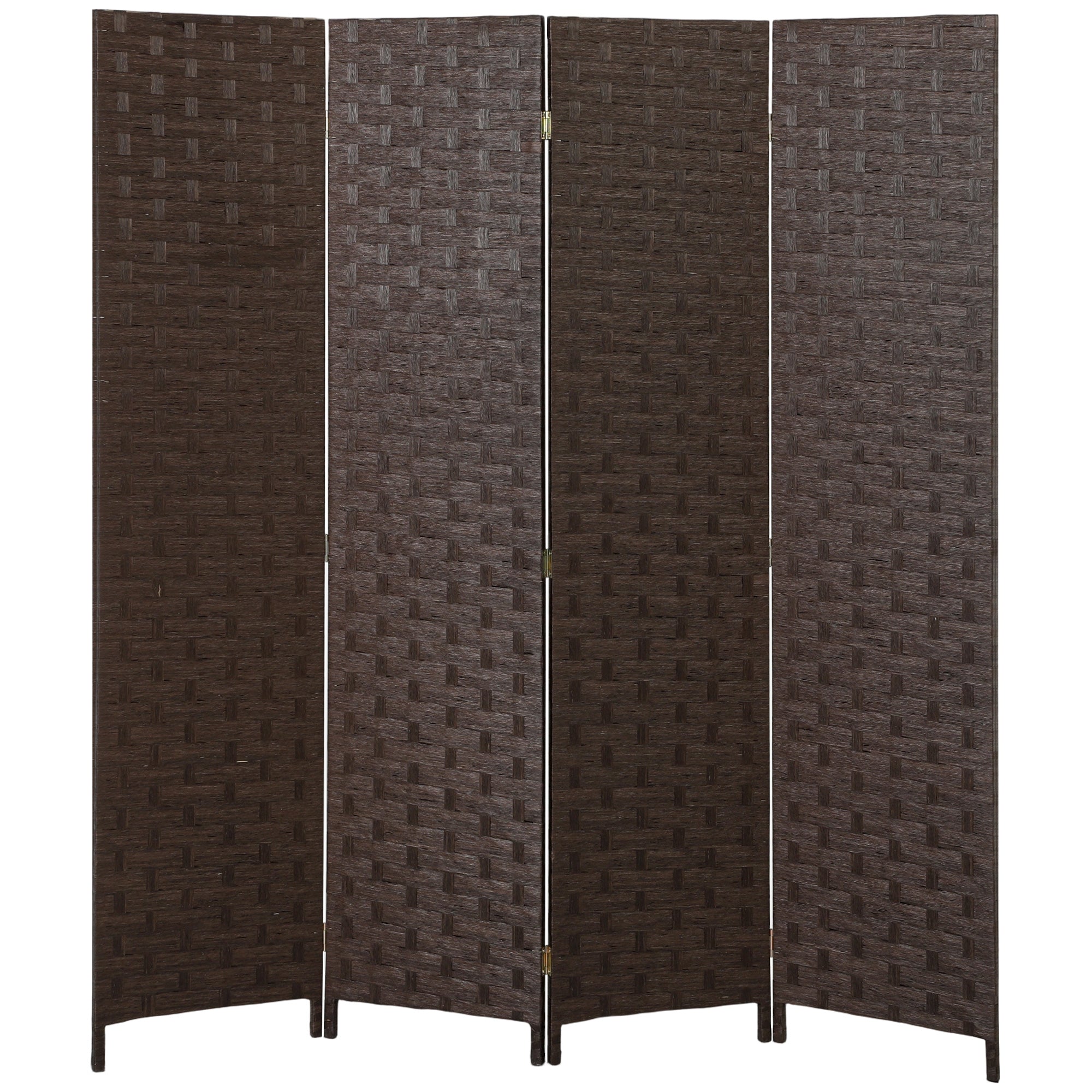 4-Panel Room Dividers, Wave Fibre Freestanding Folding Privacy Screen Panels, Partition Wall Divider for Indoor Bedroom Office, 170 cm, Dark Brown
