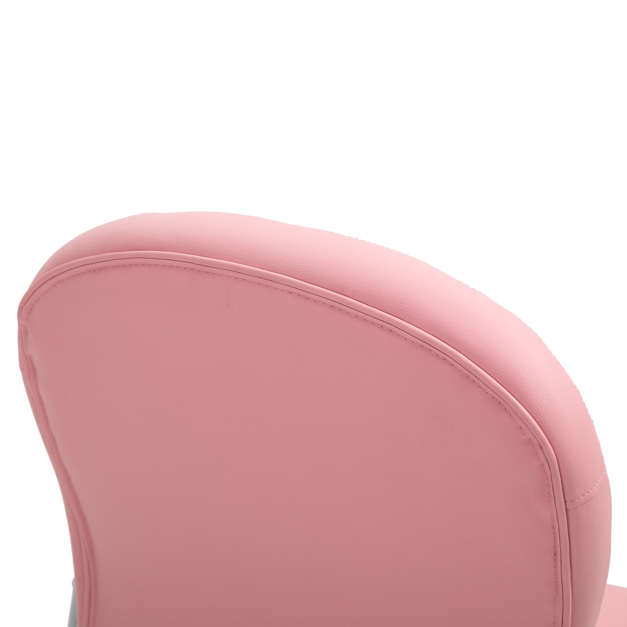 PU Leather Button Tufted Desk Chair w/ Padded Armrests & Adjustable Height, Pink