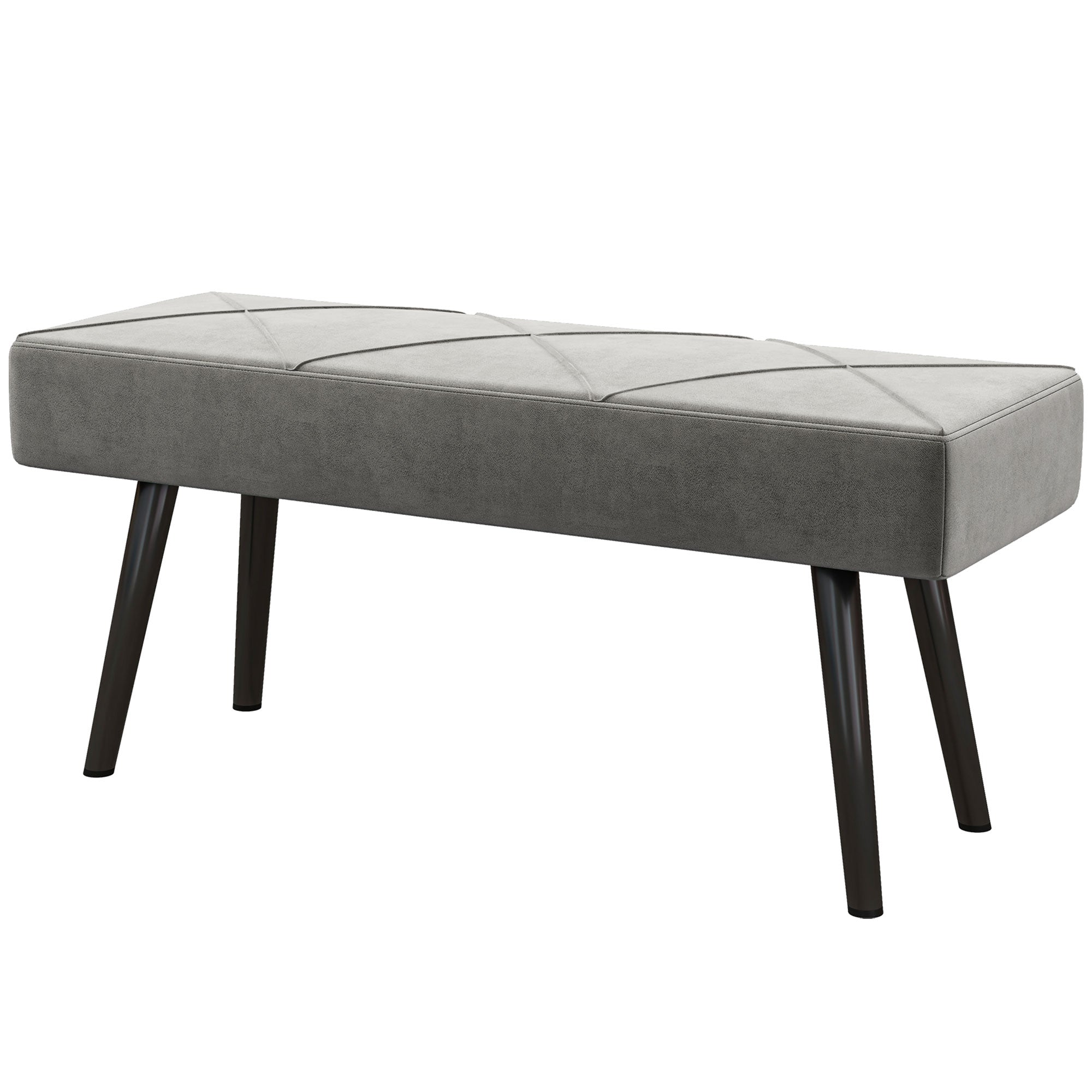 HOMCOM 39" End of Bed Bench, Velvet Upholstered Entryway Bench with Steel Legs, Bedroom Bench for Living Room, Dining Room, Hallway, Grey