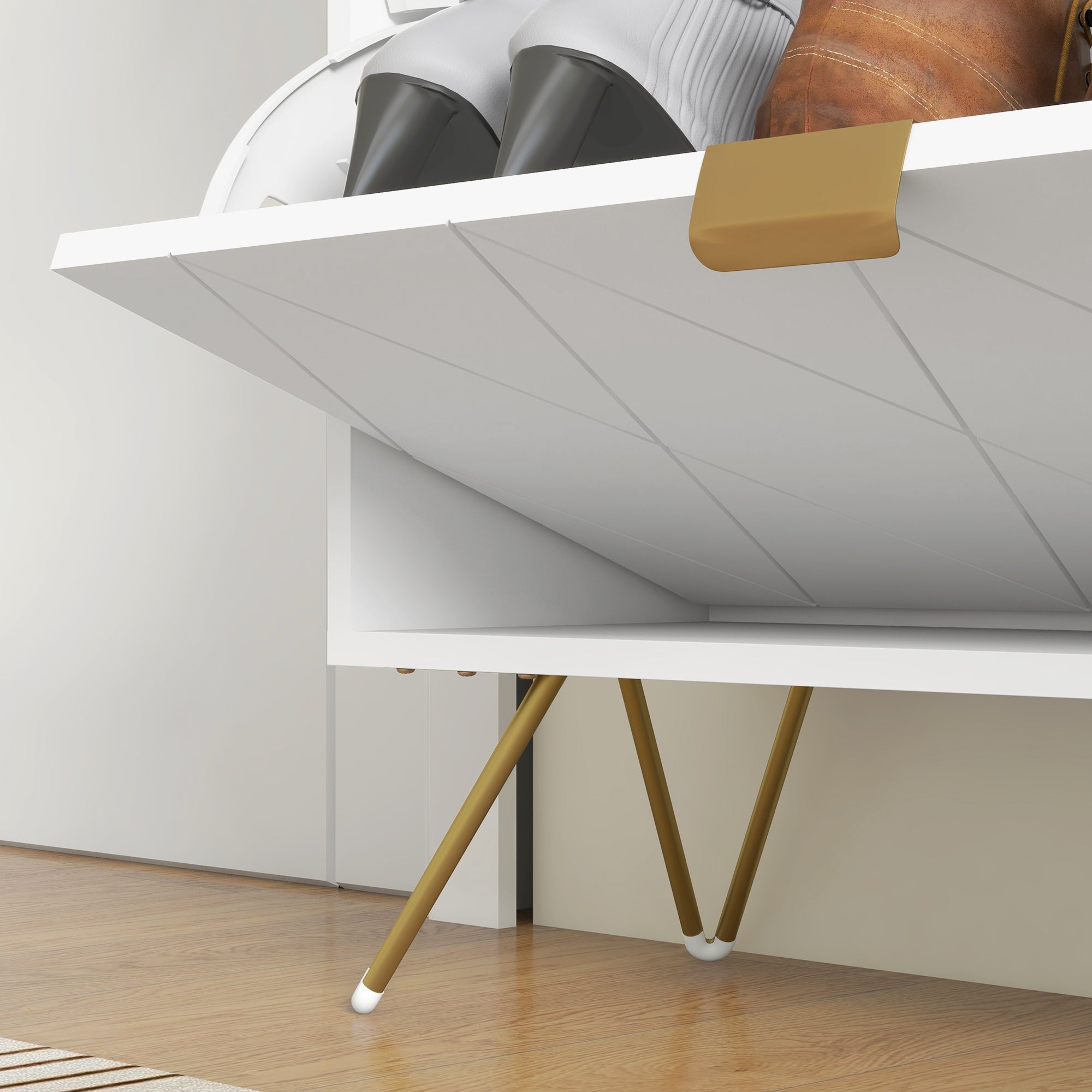 HOMCOM Narrow Shoe Cabinet, Slim Shoe Storage Cabinet with Adjustable Shelves for 12 Pairs of Shoes, White