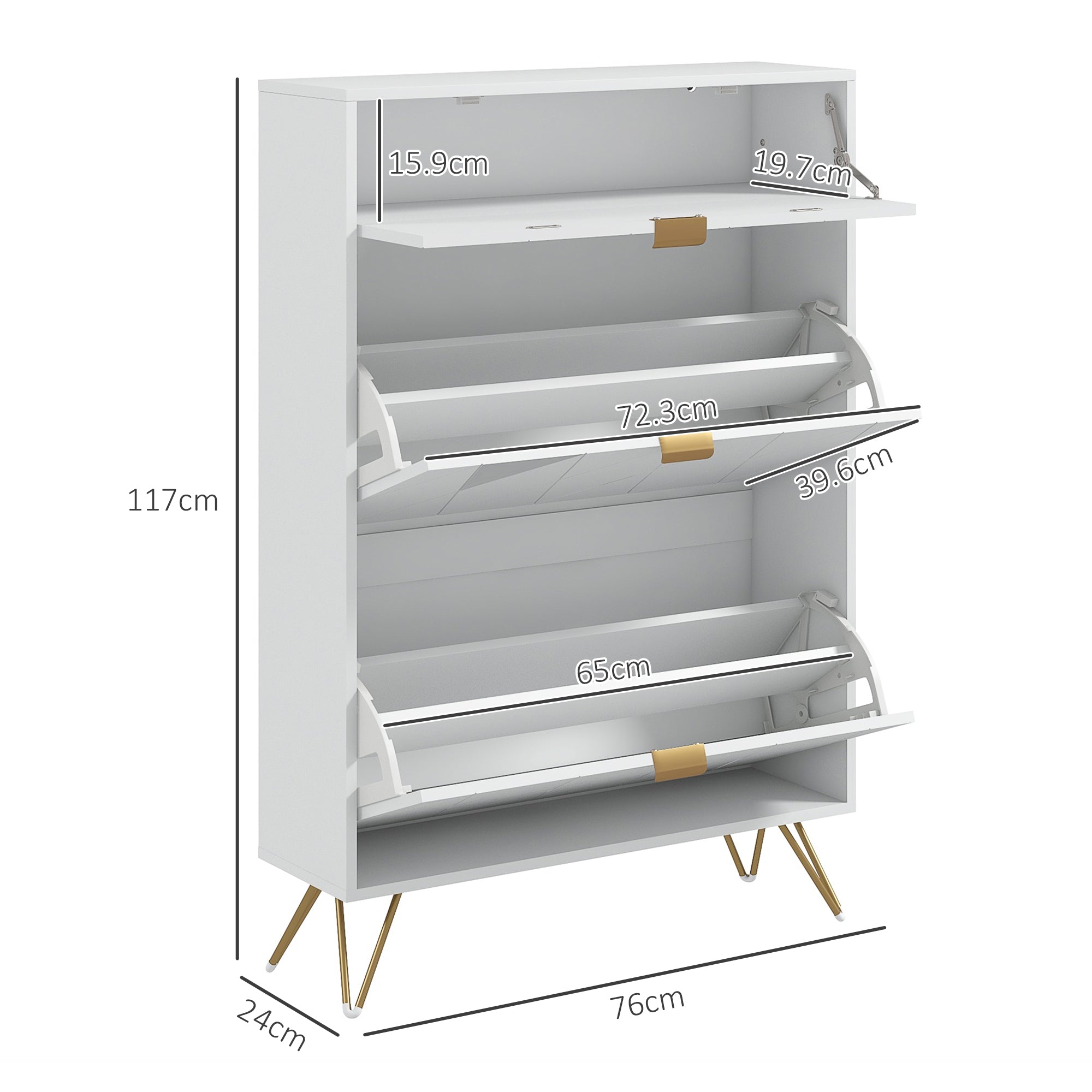 HOMCOM Narrow Shoe Cabinet, Slim Shoe Storage Cabinet with Adjustable Shelves for 12 Pairs of Shoes, White