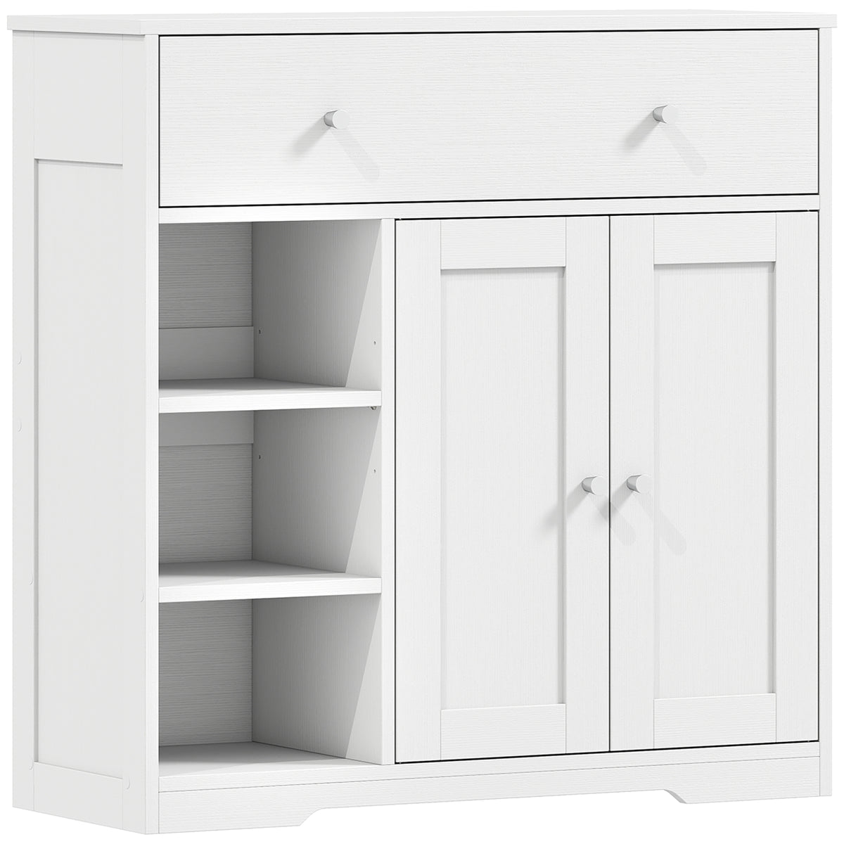 Bathroom Floor Cabinet, Freestanding Bathroom Cabinet with Drawer, Door, Open Shelves, for Bathroom and Living Room, White