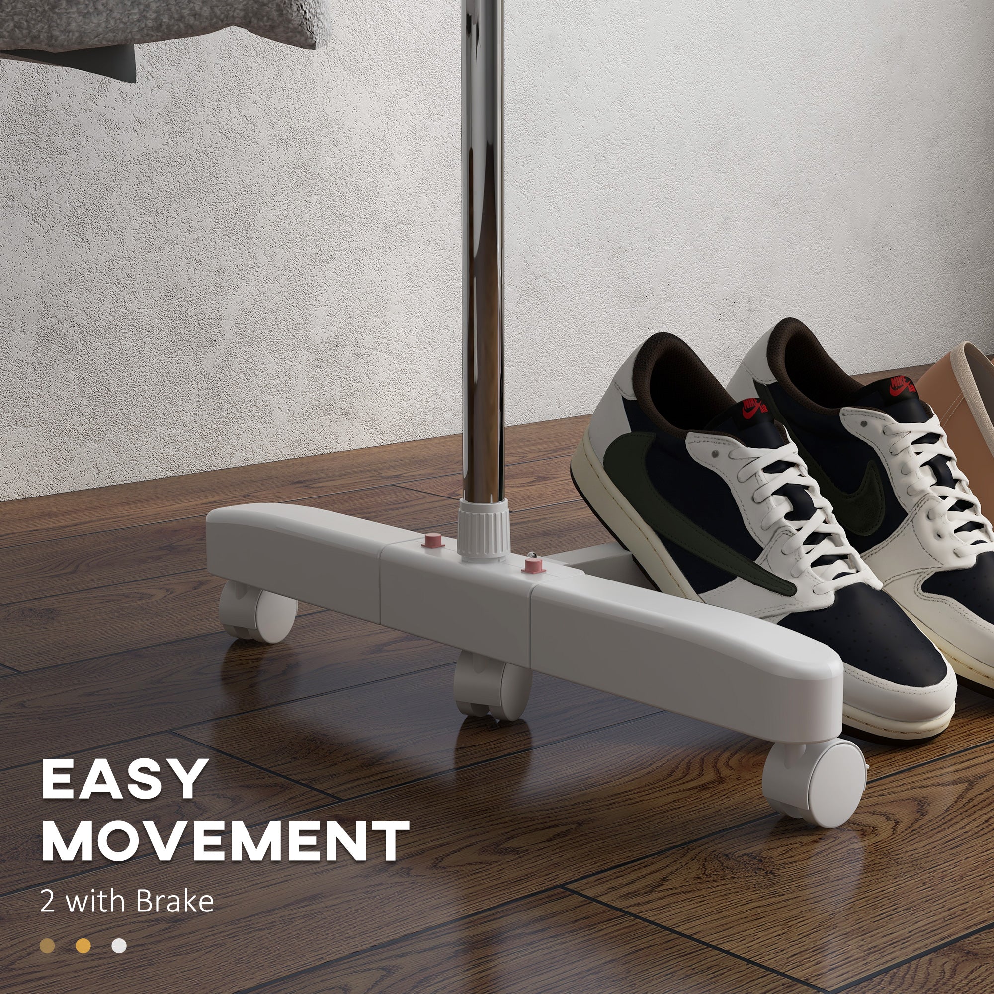 HOMCOM 3-Tier Clothes Airer, Foldable Clothes Drying Rack, Stainless Steel Indoor and Outdoor Clothes Dryer with Wheels and Wings, Easy Assembly, 142 x 55 x 152cm, White