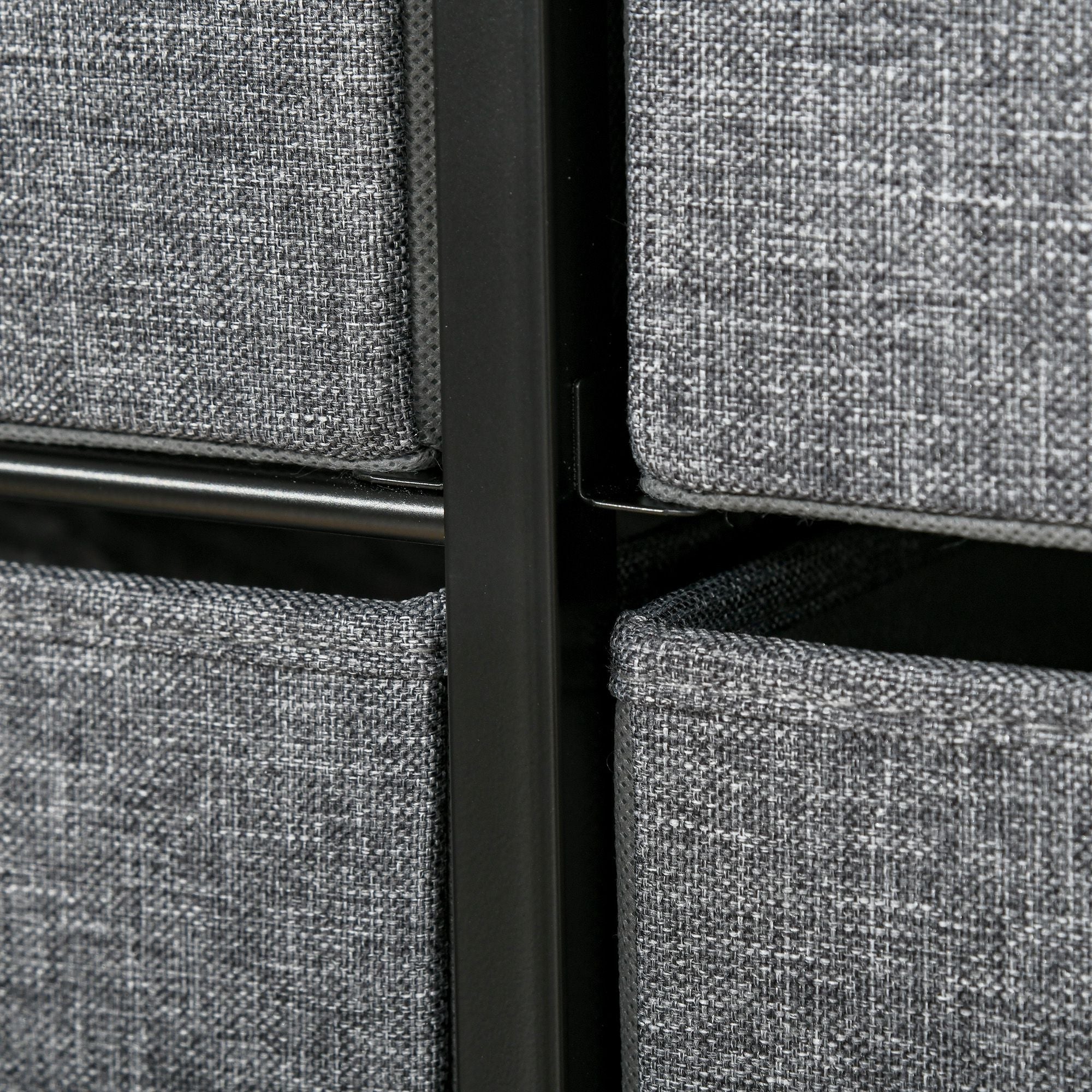 7-Drawer Dresser, Fabric Chest of Drawers, 3-Tier Storage Tower with Steel Frame and Wooden Top for Bedroom, Nursery Room, Black