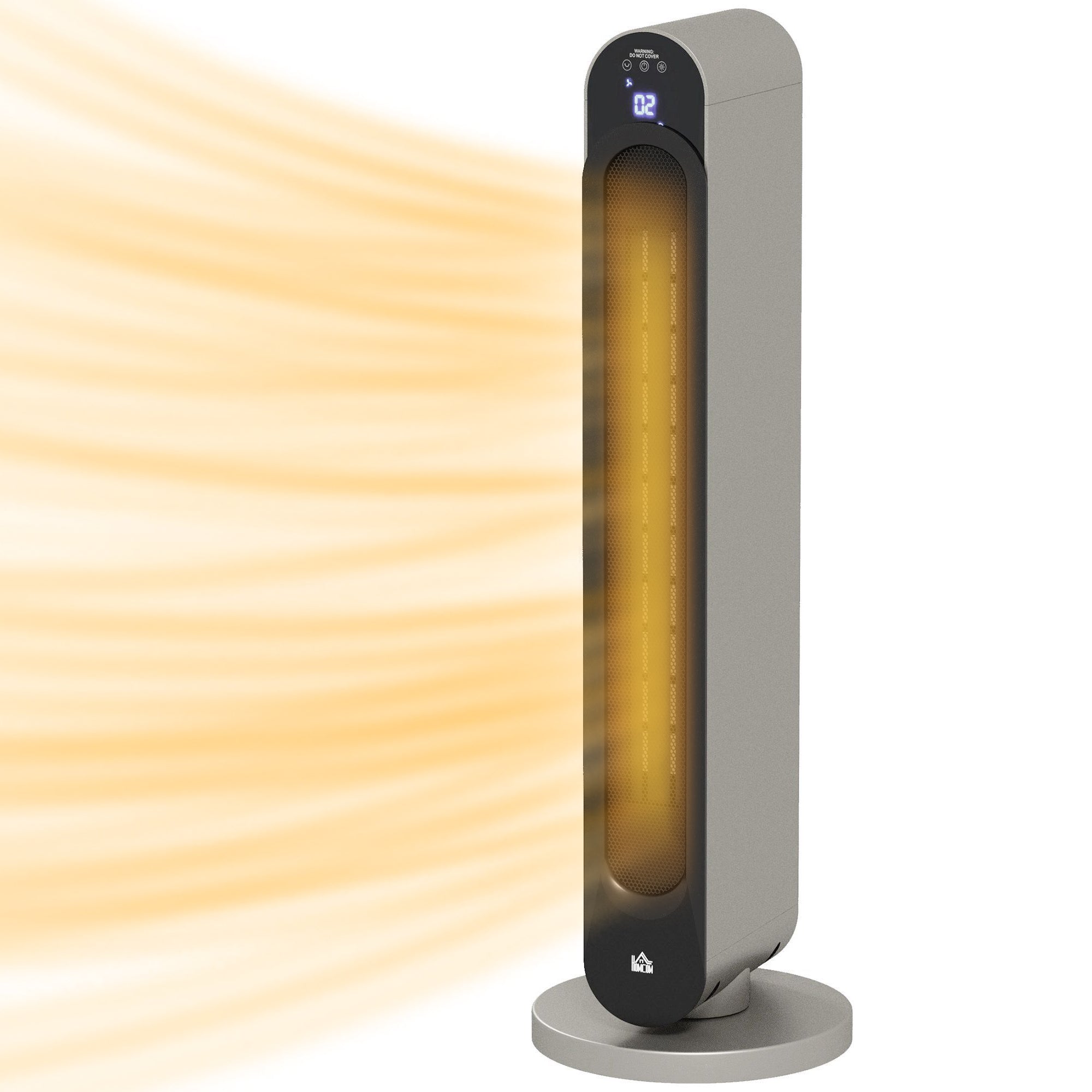 HOMCOM Electric Heater, 2200W Ceramic Heater with Remote, 3 Modes, Timer, 45° Oscillation, Space Heater for Home, Silver