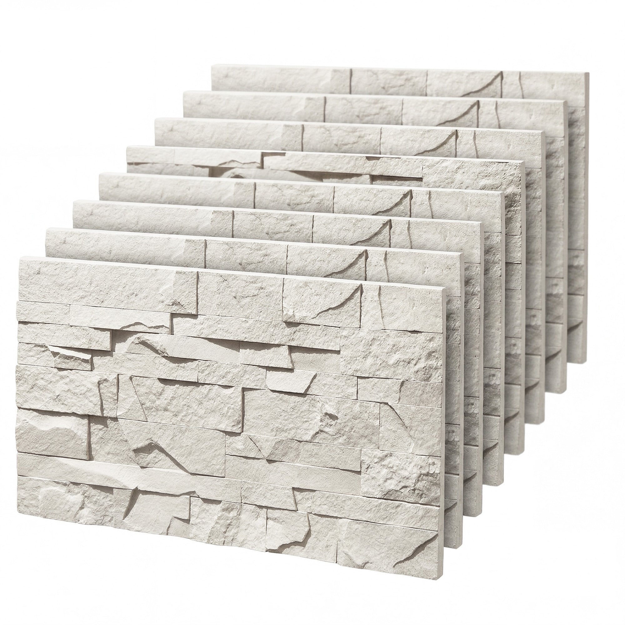 8-Pack 3D Faux Stone Wall Panels, Lightweight Polyurethane Panels for Interior and Exterior Accent Walls, Water-Resistant, 4' x 2', Cover 61.8 Sq.Ft., 0.8" Thick, Light Gray