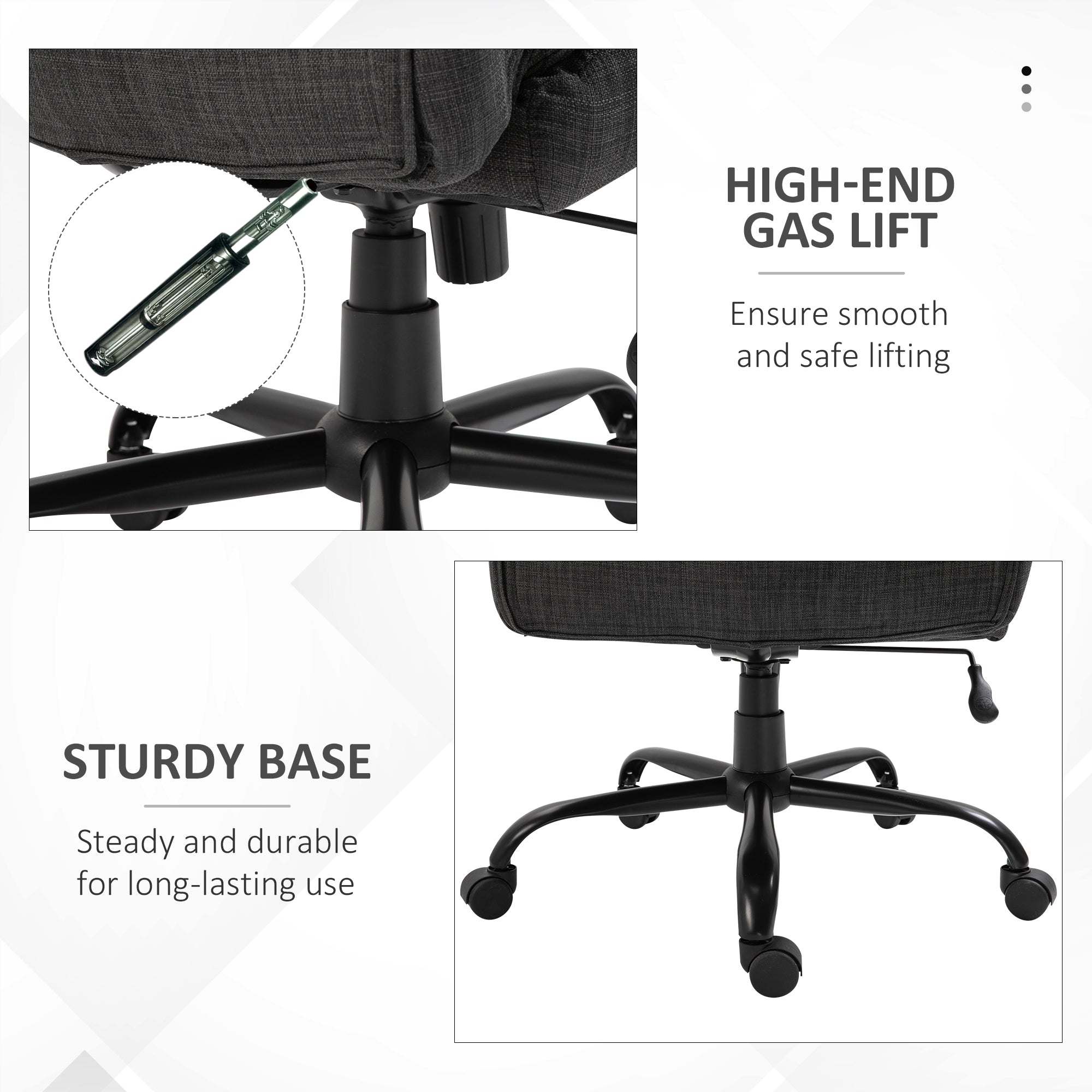 500lbs Ergonomic Executive Computer Chair w/ Adjustable Height & Linen Finish, Dark Grey