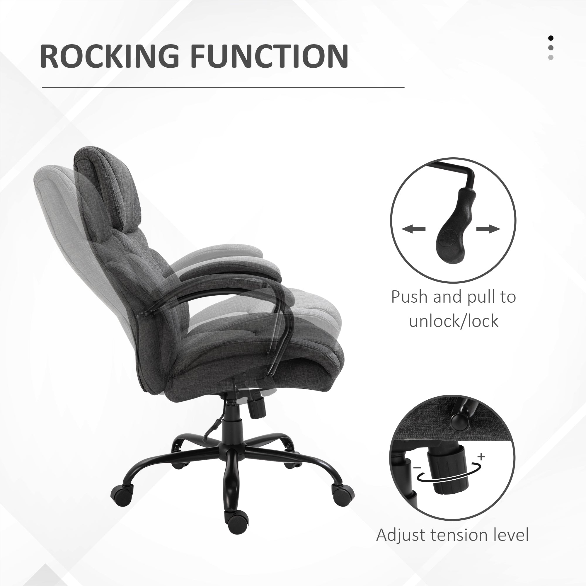 500lbs Ergonomic Executive Computer Chair w/ Adjustable Height & Linen Finish, Dark Grey