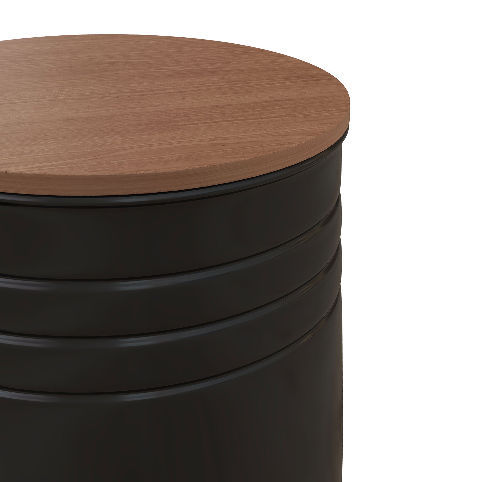 Round Storage Ottoman Set of 2, Nesting Ottomans w/ Wooden Lid & Hidden Storage Space