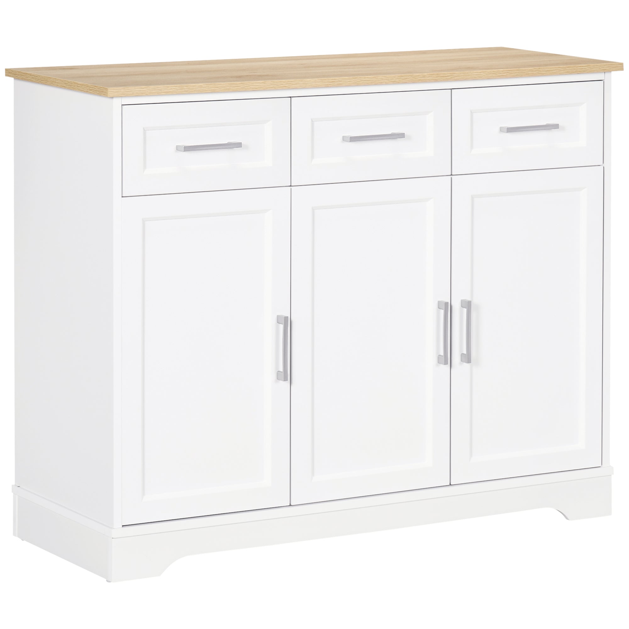 Kitchen Sideboard Buffet Cabinet with 3 Adjustable Height for Dining Room, White