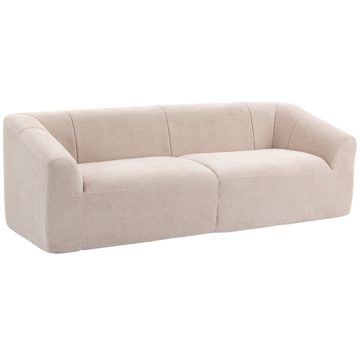 3 Seater Sofa, 89" Chenille Boneless Cloud Couch with Spring Cushion, Wide and Deep Seat, Modern Sofa for Living Room, Beige