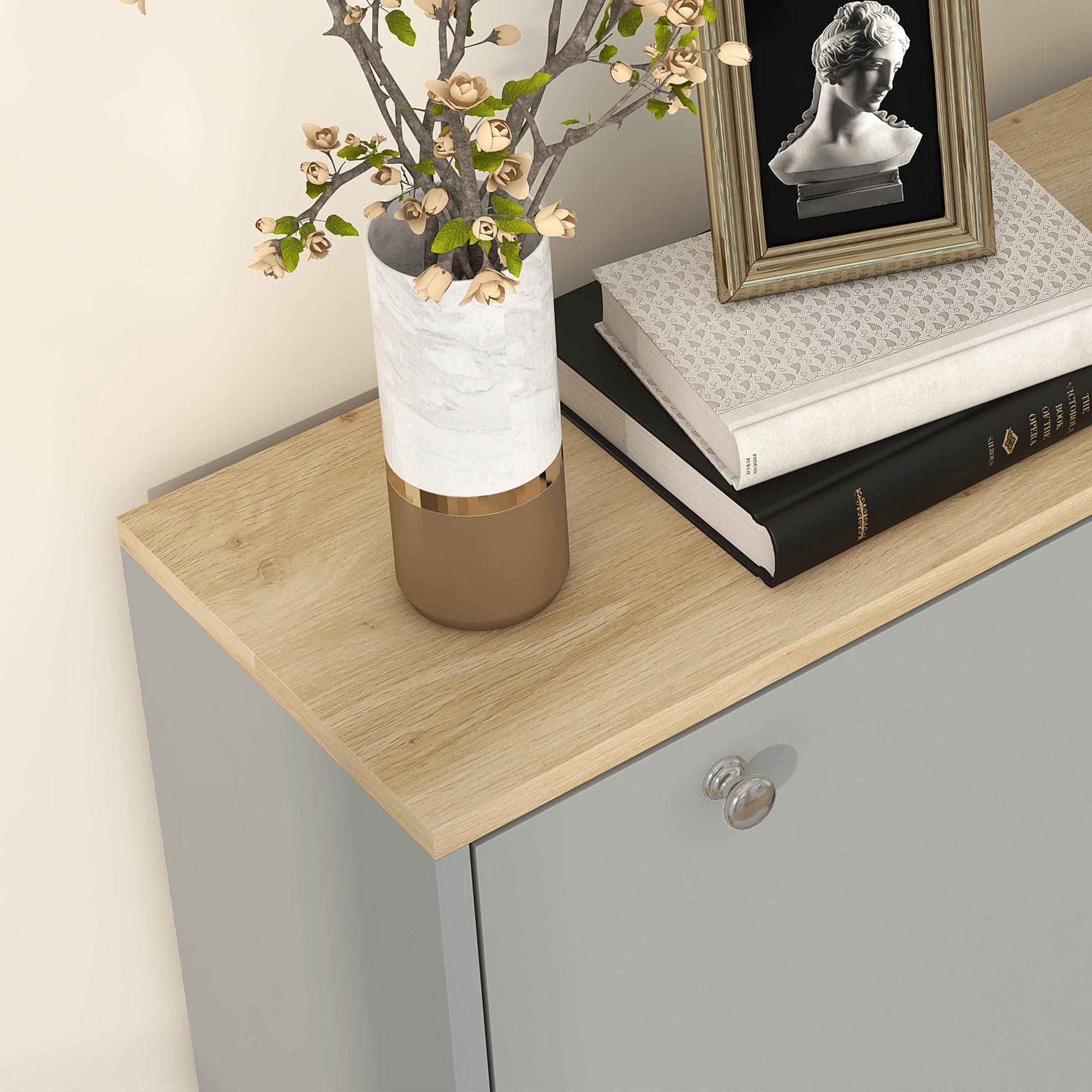 HOMCOM Shoe Cabinet, Narrow Shoe Storage Cabinet with 3 Flip Drawers and Adjustable Shelves for 24 Pairs of Shoes for Entryway, Hallway, Grey