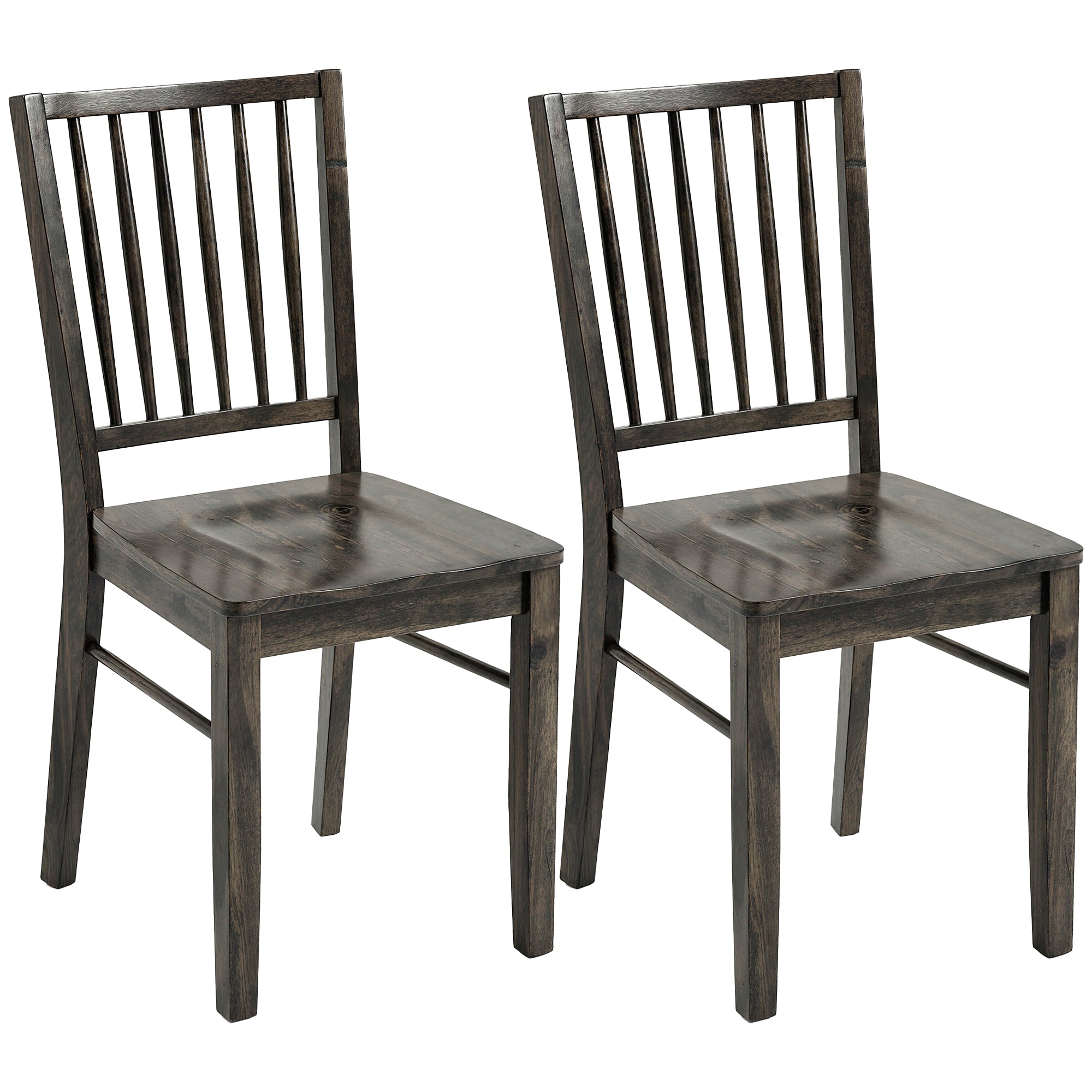 Farmhouse Dining Chairs Set of 2, Ergonomic Solid Wood Armless Kitchen Chairs with Rubberwood Legs for Dining Room, Kitchen, Charcoal Gray