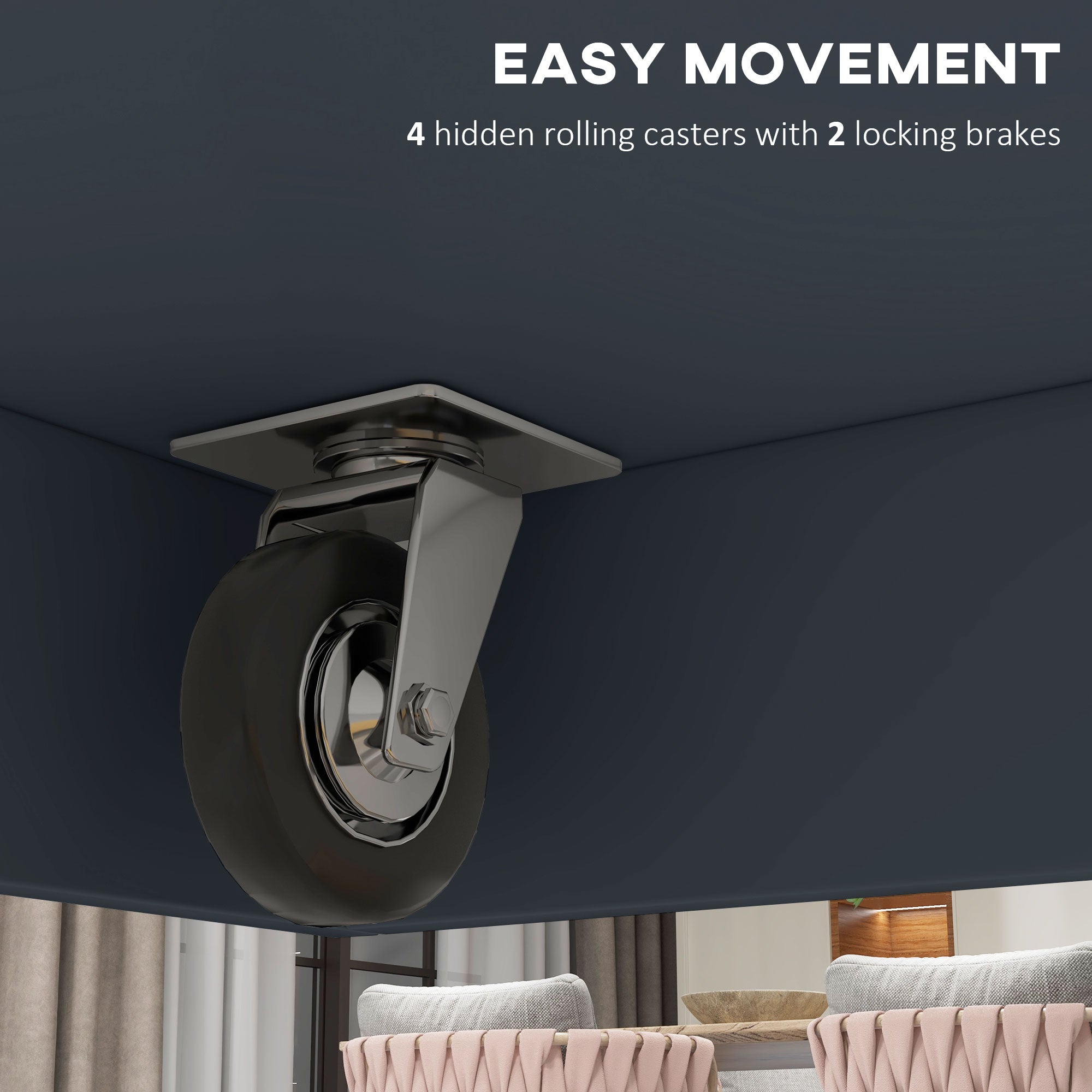 Rolling Kitchen Island with Drop Leaf, Wood Breakfast Bar Cart with 2 Drawers, Dark Gray