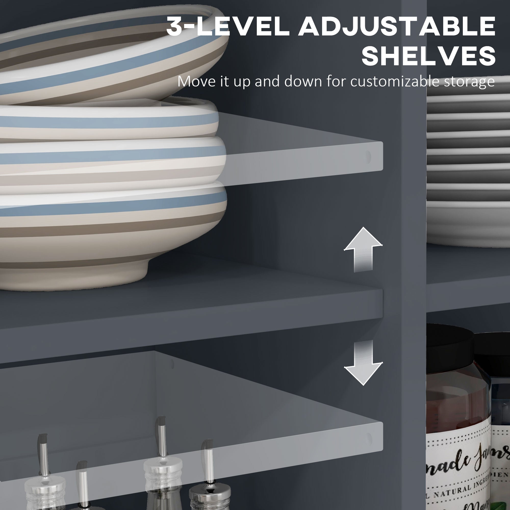 Rolling Kitchen Island with Drop Leaf, Wood Breakfast Bar Cart with 2 Drawers, Dark Gray