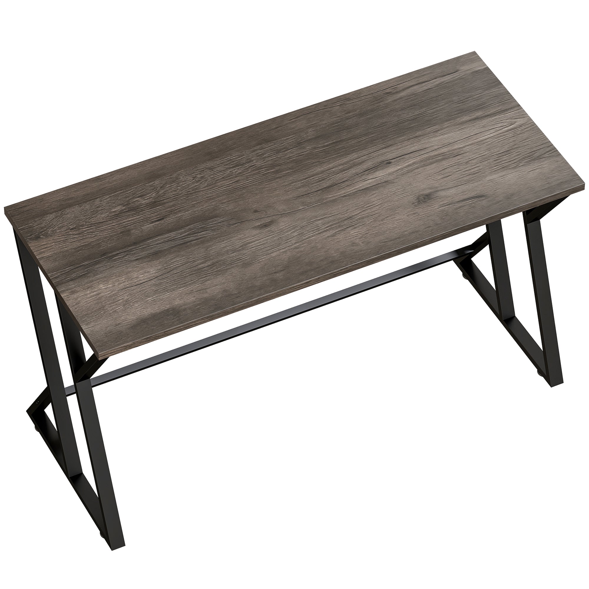 55 Inch Computer Desk, Industrial Writing Desk with Z-Shaped Metal Leg, Study Table for Home Office, Bedroom, Small Spaces, Distressed Gray