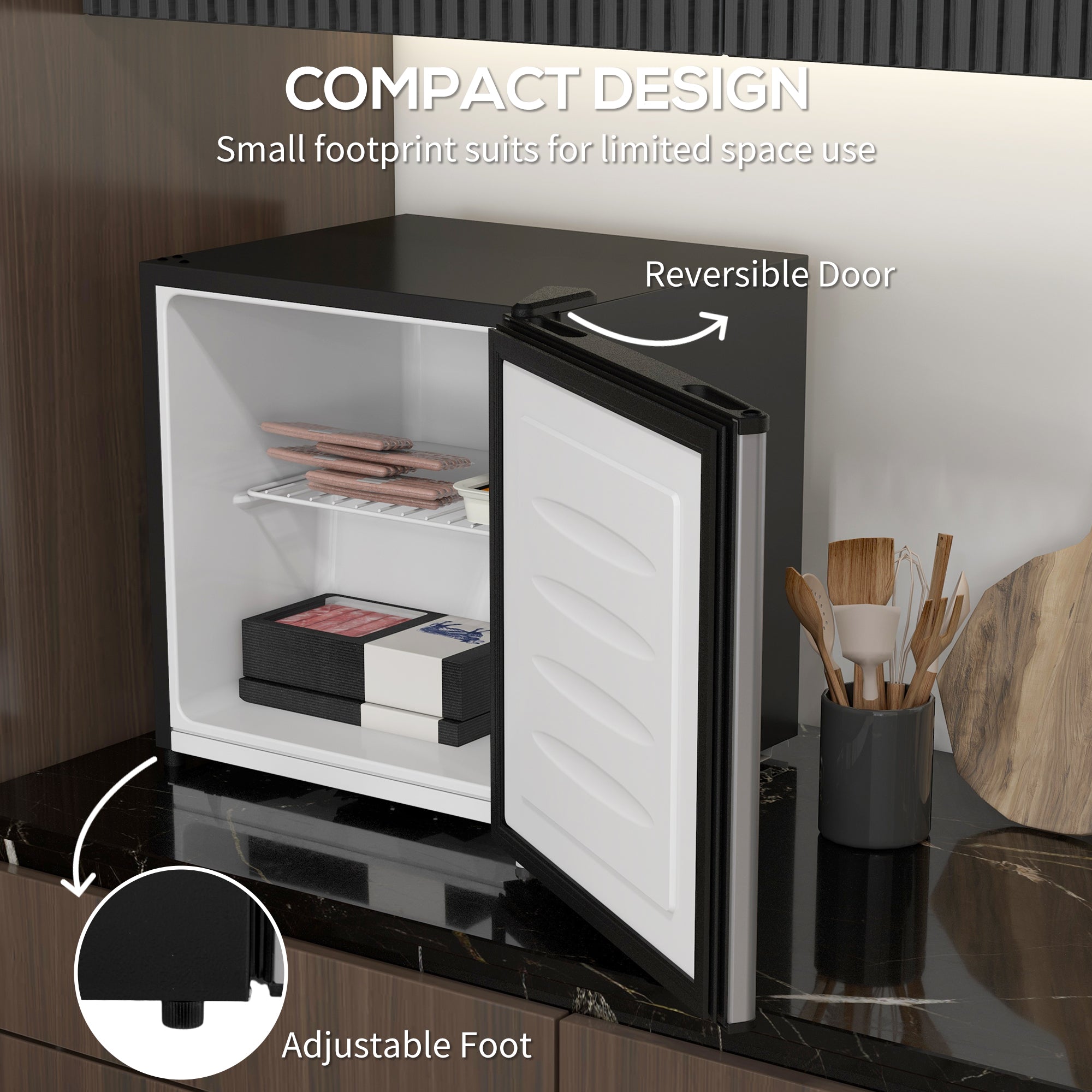 1.1 Cu Ft Countertop Mini Freezer, Compact Upright with Removable Shelves, Silver