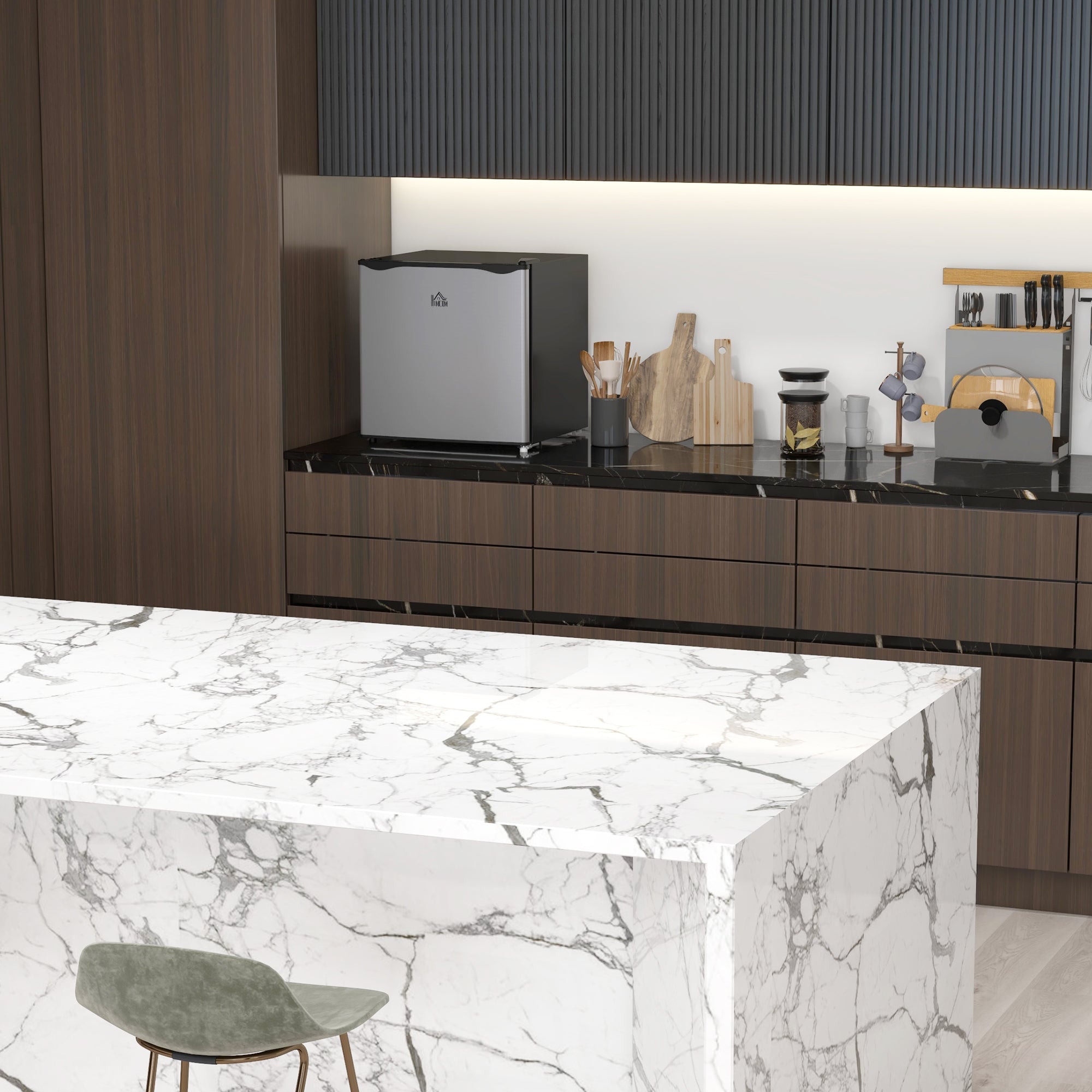 1.1 Cu Ft Countertop Mini Freezer, Compact Upright with Removable Shelves, Silver