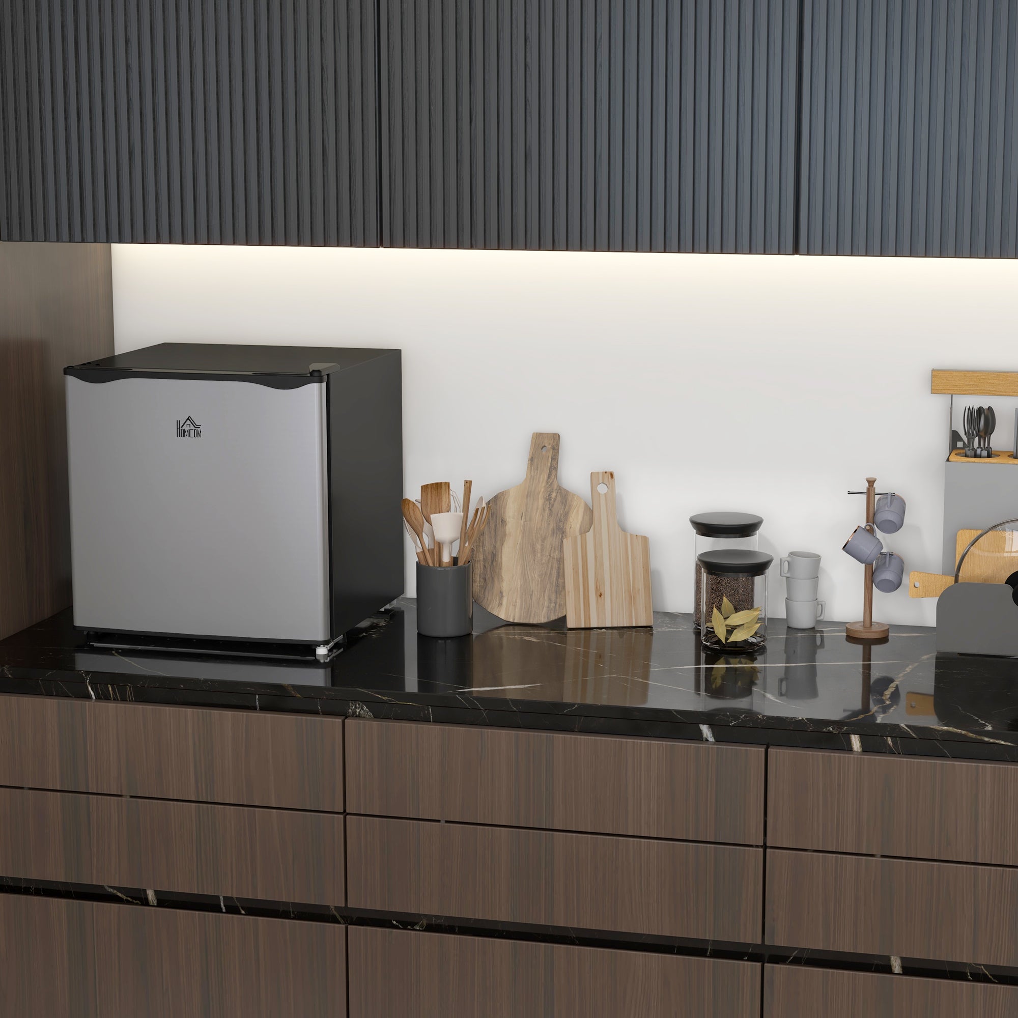 1.1 Cu Ft Countertop Mini Freezer, Compact Upright with Removable Shelves, Silver