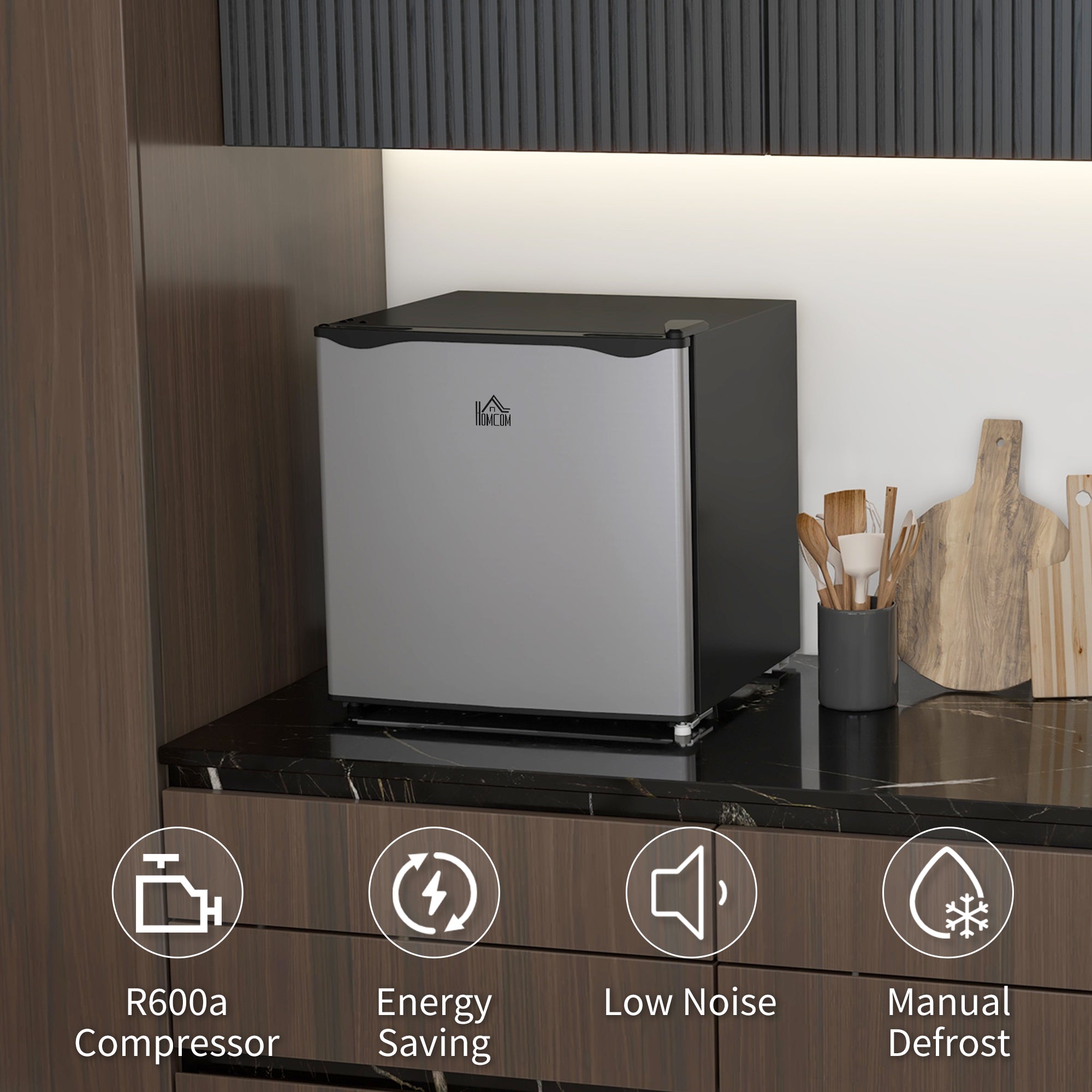 1.1 Cu Ft Countertop Mini Freezer, Compact Upright with Removable Shelves, Silver