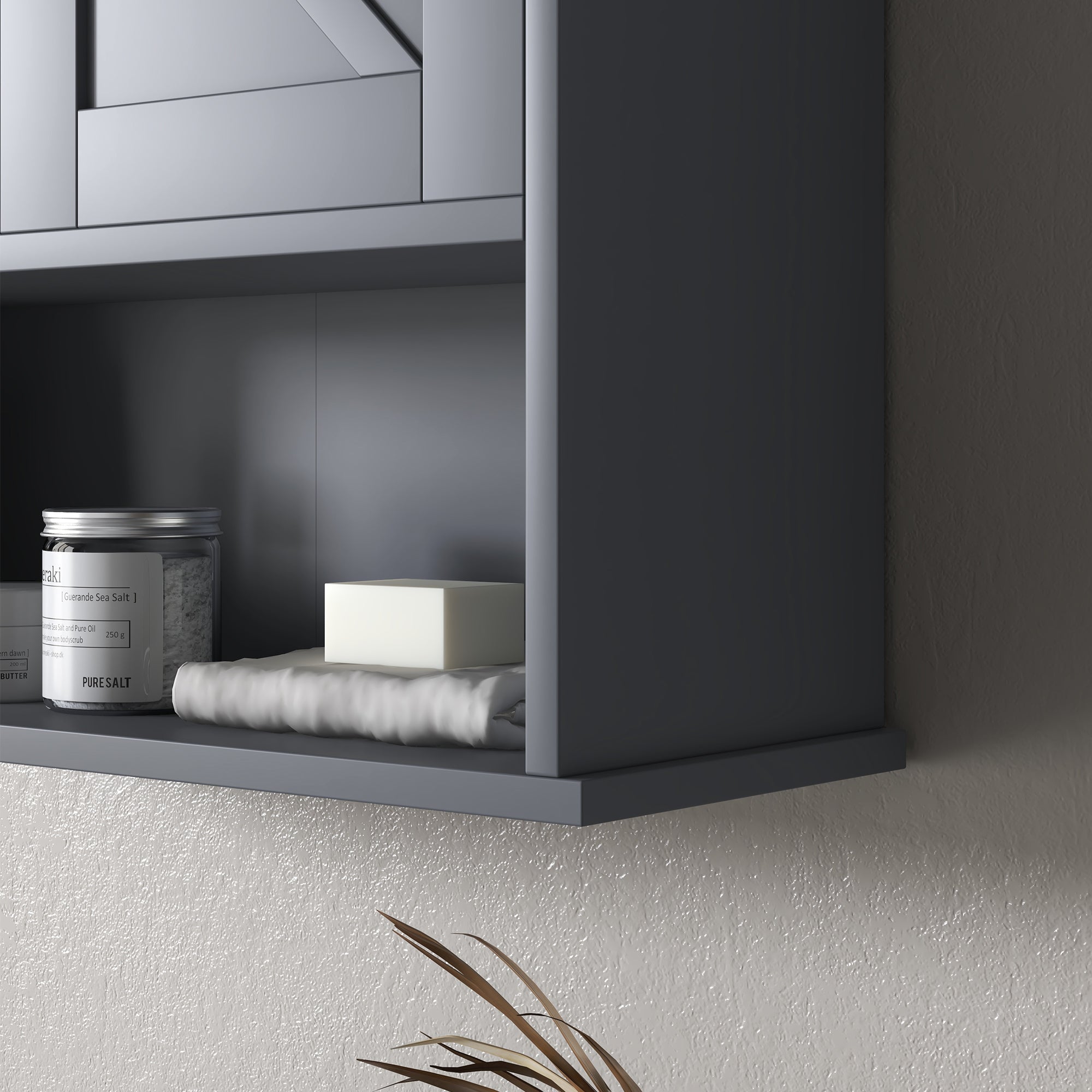 Farmhouse Bathroom Medicine Cabinet with Barn Doors and Adjustable Shelf, Gray