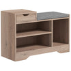 HOMCOM Shoe Storage Bench, Shoe Rack Bench with Seating Cushion, Drawer, 3 Open Compartments and Table Top for Entryway, Hallway, Distressed Grey