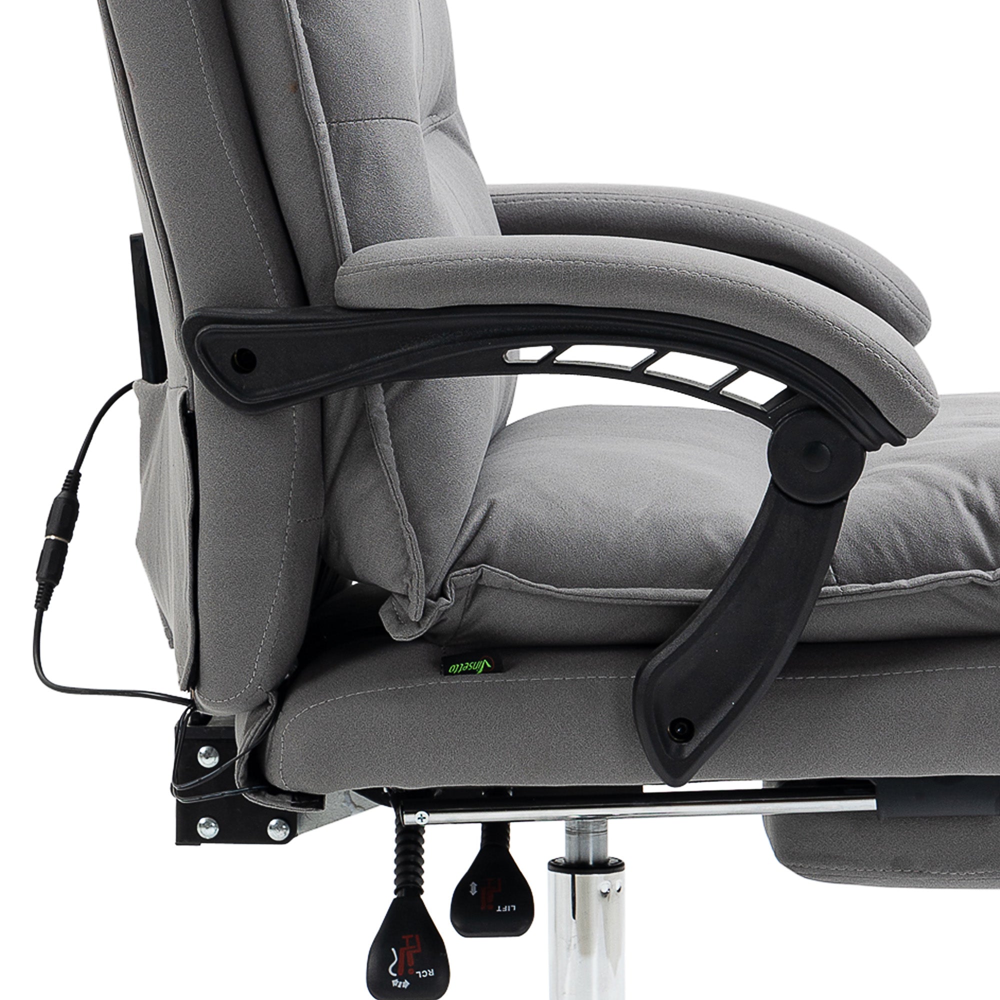 Vinsetto Massage Office Chair with Footrest, Desk Chair with 6 Point Massage and Heat, 155° Reclining Back for Home, Thick Padding, Grey
