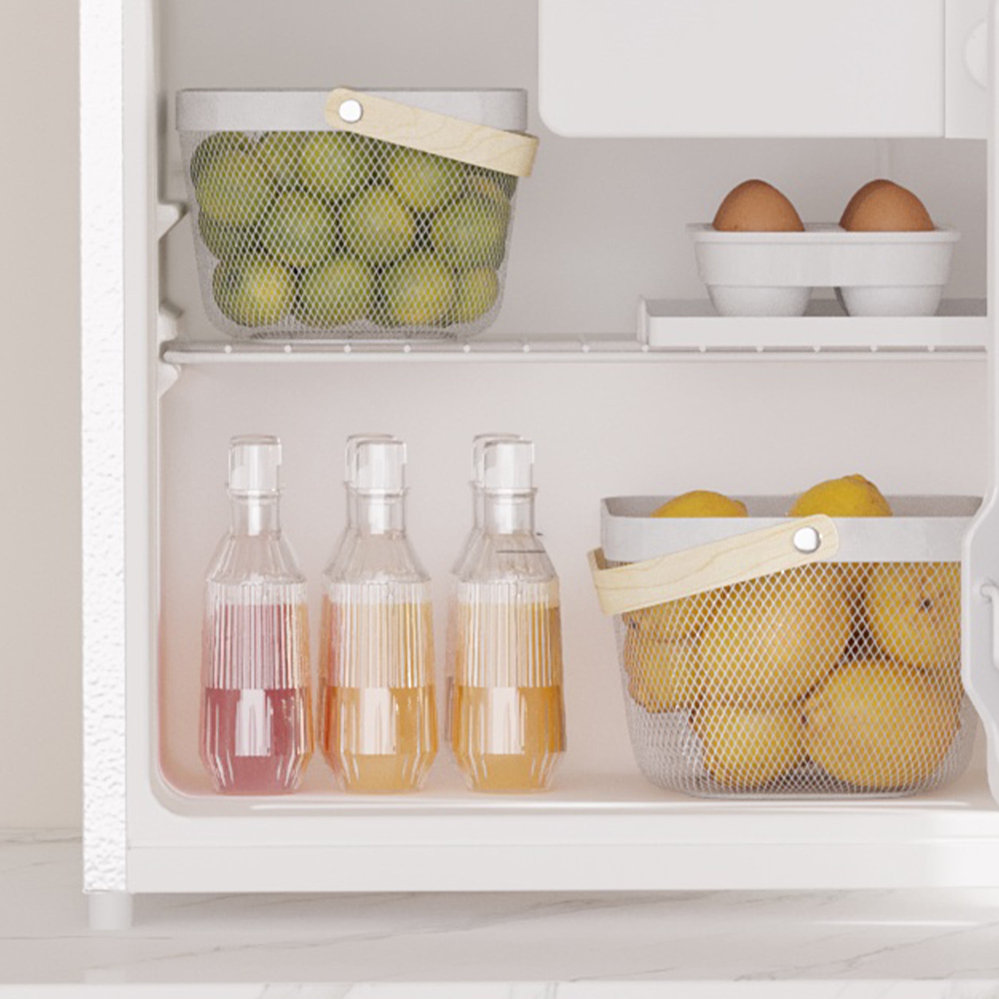 HOMCOM 46 Litre Table Top Mini Fridge, Small Fridge with Ice Box, Reversible Door, Adjustable Temperature and Legs, Mini Fridge for Bedrooms, Home Office, Cream