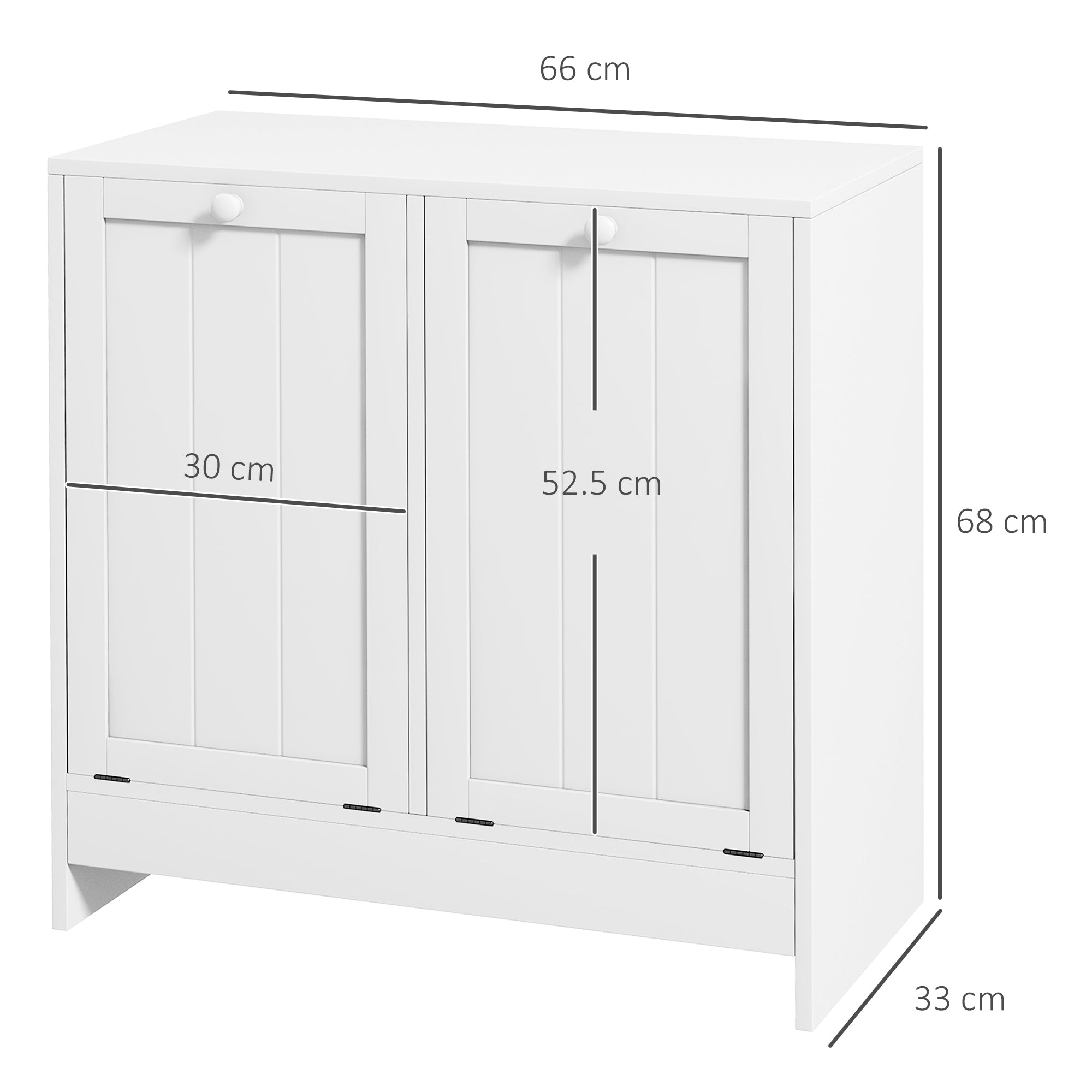 kleankin 2 Doors Laundry Cabinet, Bathroom Cabinet with 2 Tilt-Out Hampers, Modern Storage Unit for Washroom, White