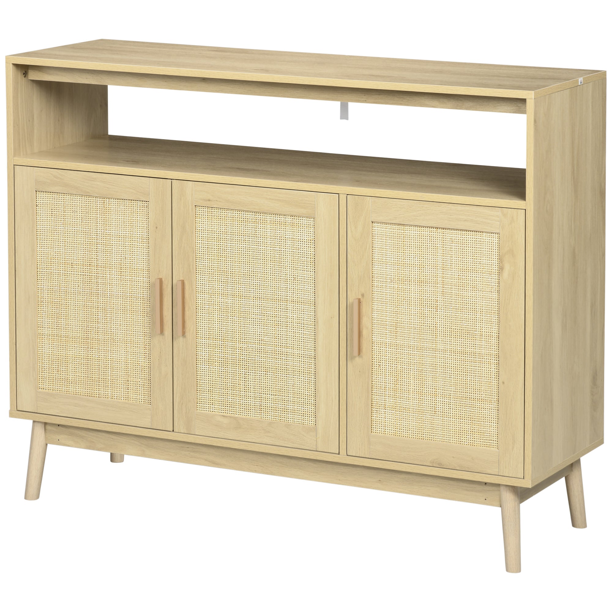 Solace Rattan Sideboard Buffet Cabinet with Open Shelf, Natural