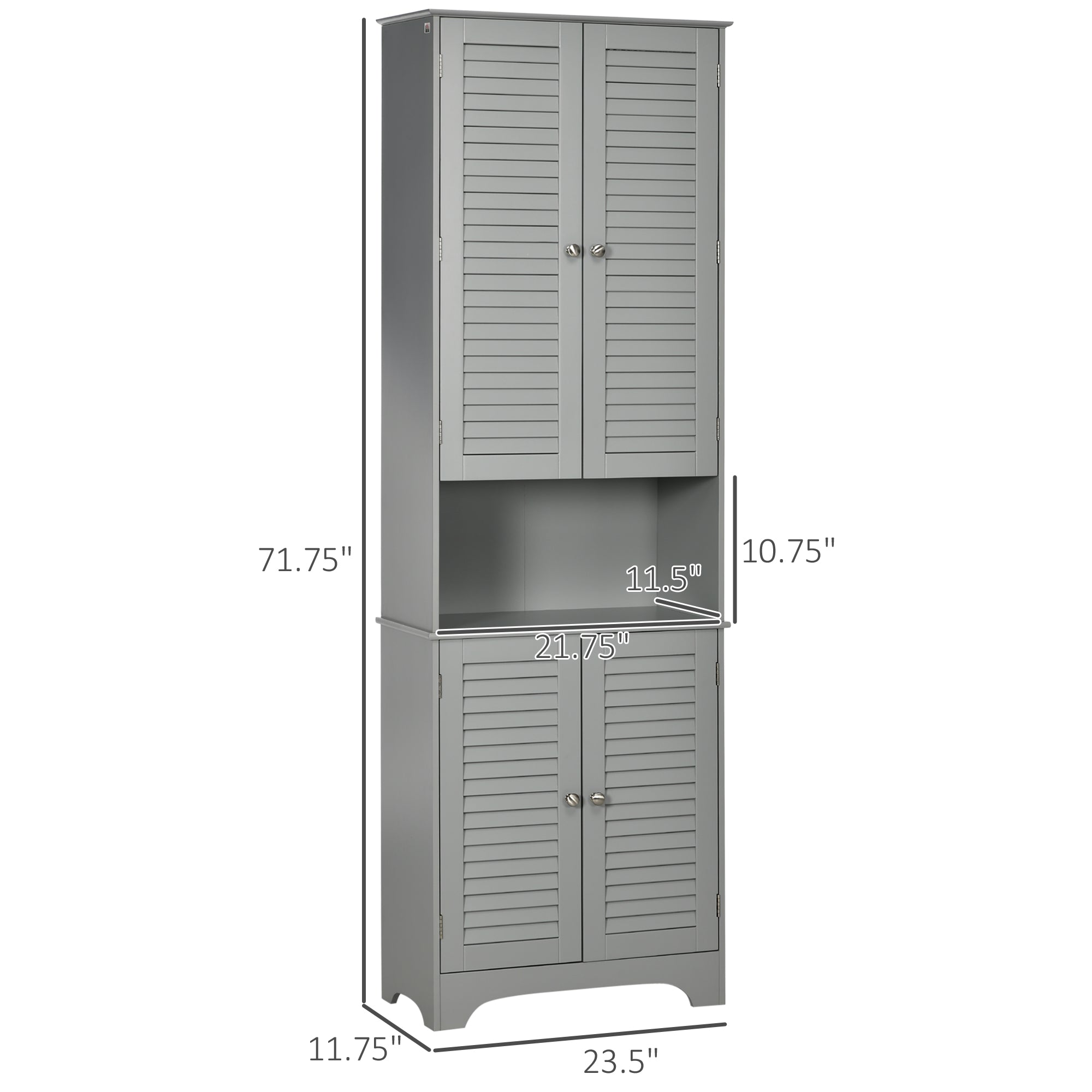 Tall Narrow Bathroom Storage Cabinet with Doors and Shelf Adjustability Gray