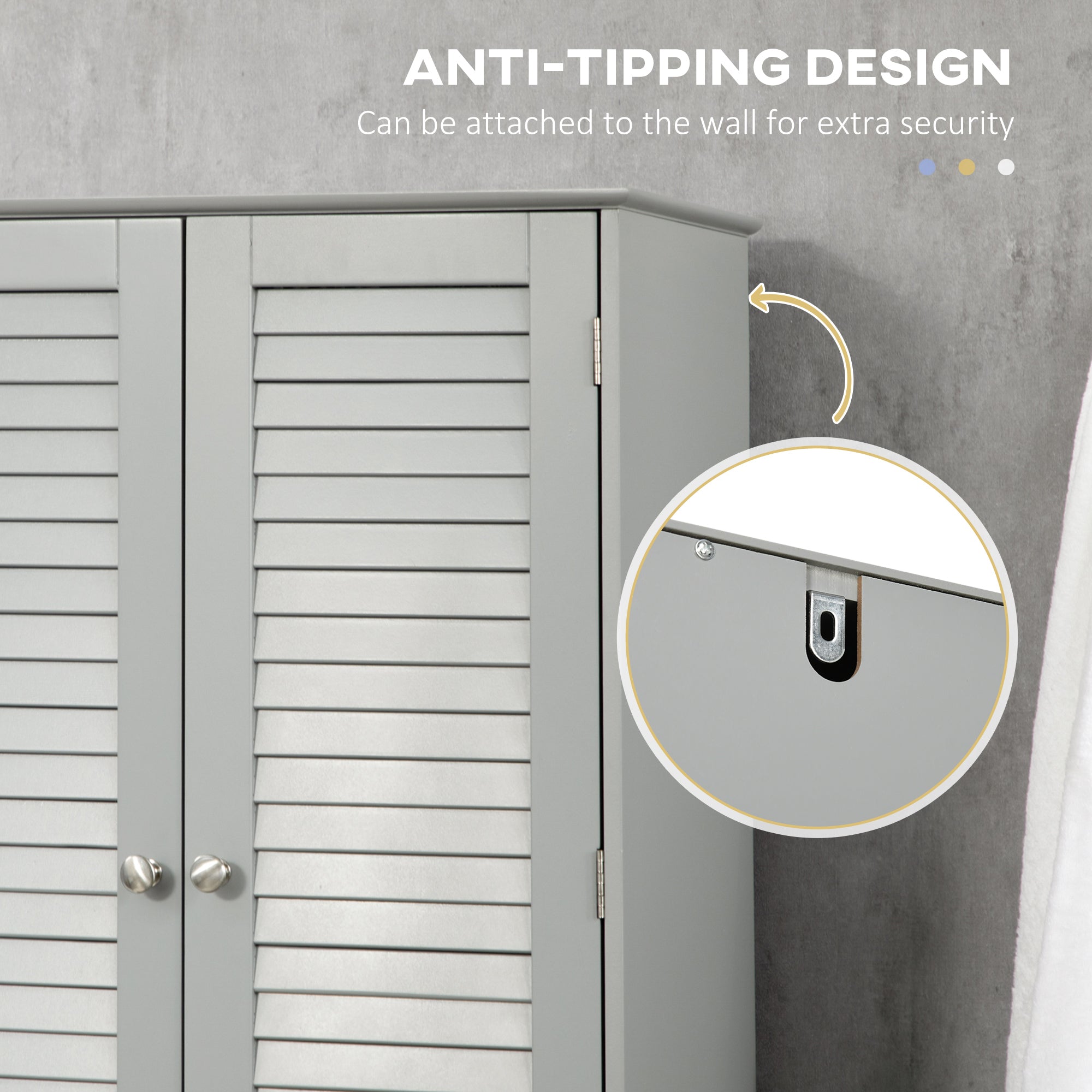 Tall Narrow Bathroom Storage Cabinet with Doors and Shelf Adjustability Gray