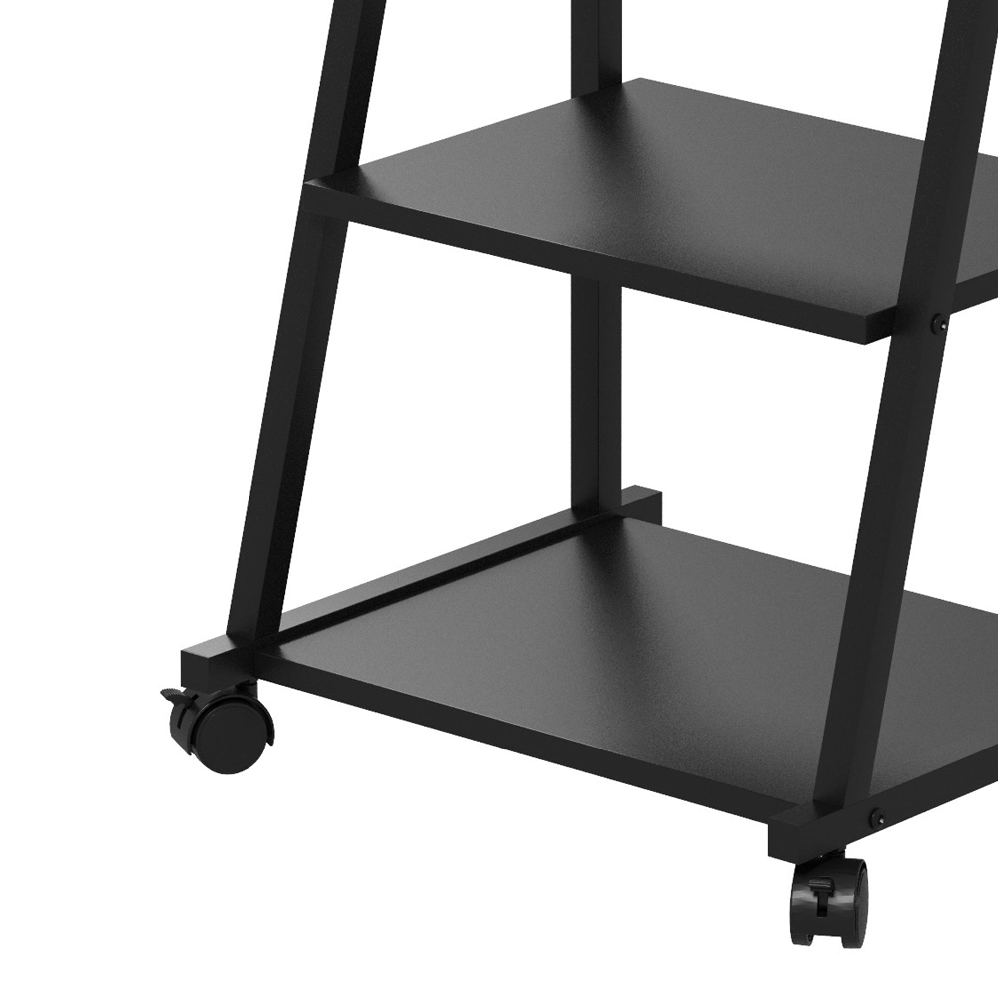 HOMCOM Free Standing Full Length Mirror, Rolling Full Body Mirror with Adjustable Angle, 2 Storage Shelves and 4 Wheels for Bedroom, Living Room, Hallway, Black