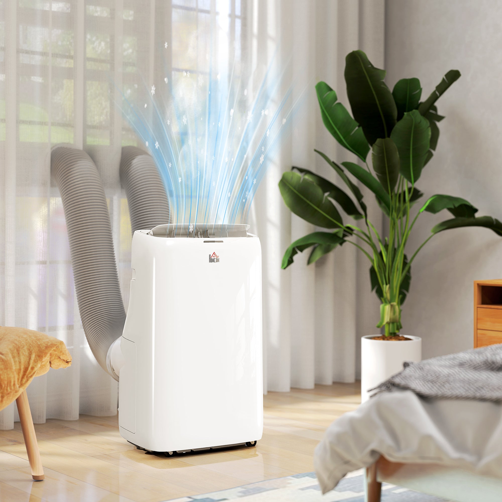 HOMCOM Inverter Portable Air Conditioner, 3-in-1 14000 BTU Dual Hose AC Unit with Cool, Dehumidifier, Fan, for Room up to 700 Sq. ft, 24H Timer On Off, 3 Speeds, Sleep Mode, Remote, Window Kit
