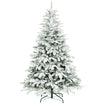 6 ft Artificial Flocked Christmas Tree with 1182 Branches, Hinged Xmas Tree with Foldable Metal Stand, Easy Assembly for Home Office Decor