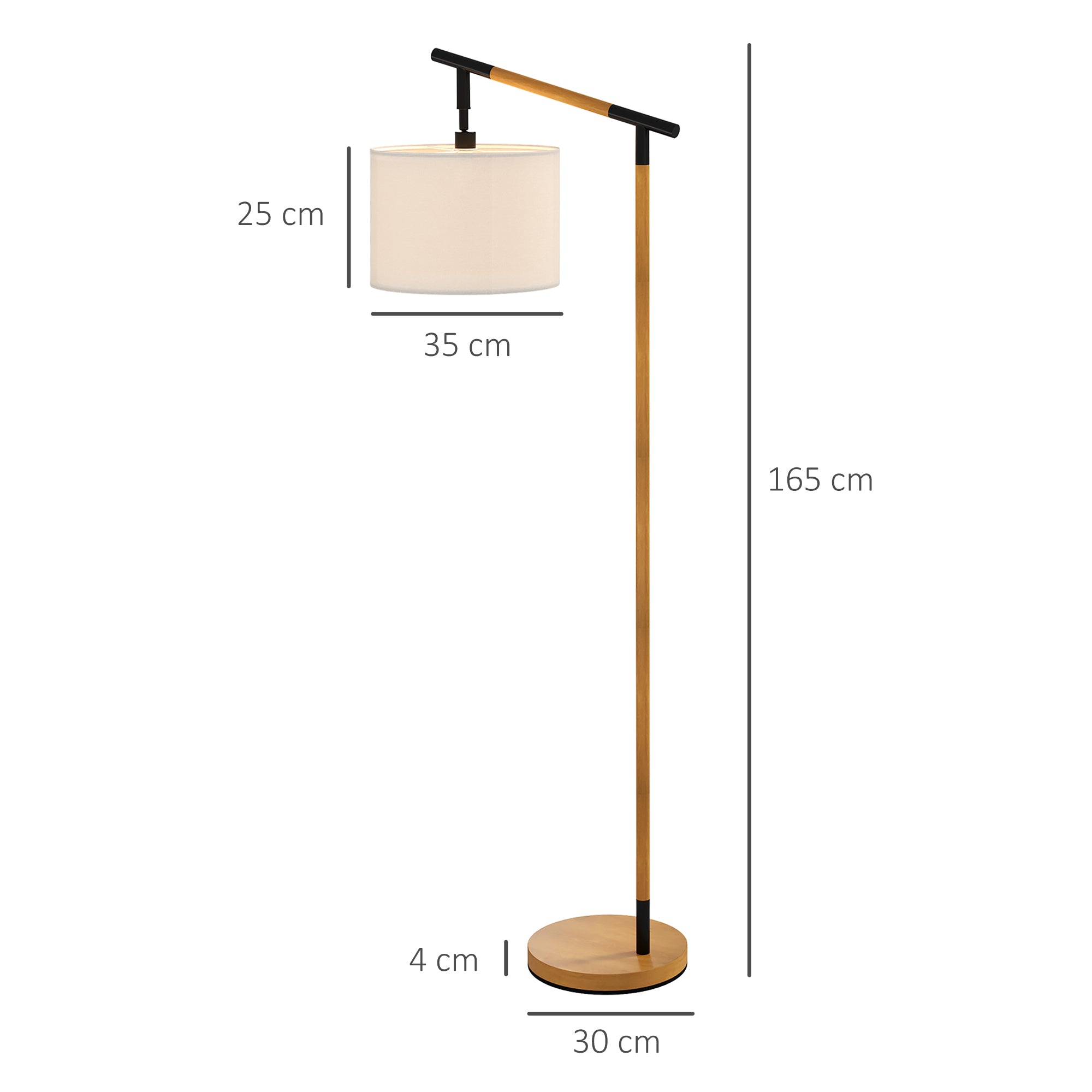 HOMCOM Modern Floor Lamps for Living Room with Rotating Lampshade, Standing Lamp for Bedroom, LED Bulb Included, Brown