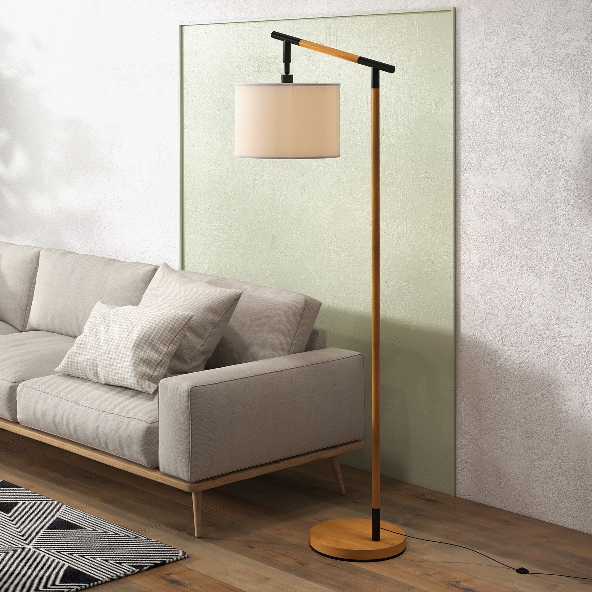 HOMCOM Modern Floor Lamps for Living Room with Rotating Lampshade, Standing Lamp for Bedroom, LED Bulb Included, Brown