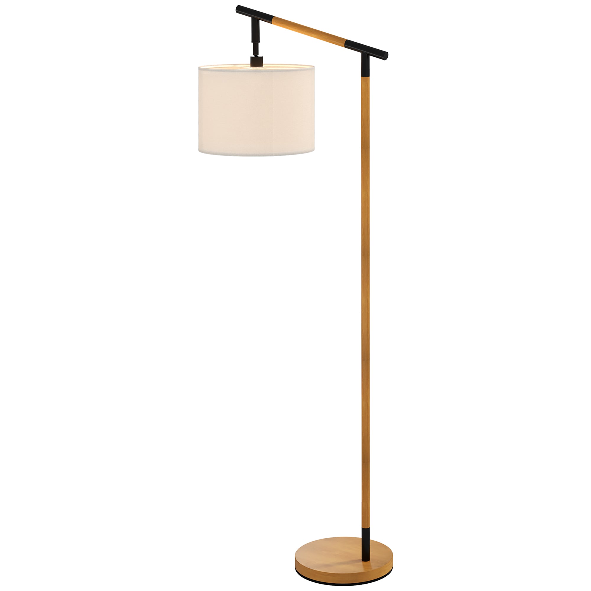 HOMCOM Modern Floor Lamps for Living Room with Rotating Lampshade, Standing Lamp for Bedroom, LED Bulb Included, Brown