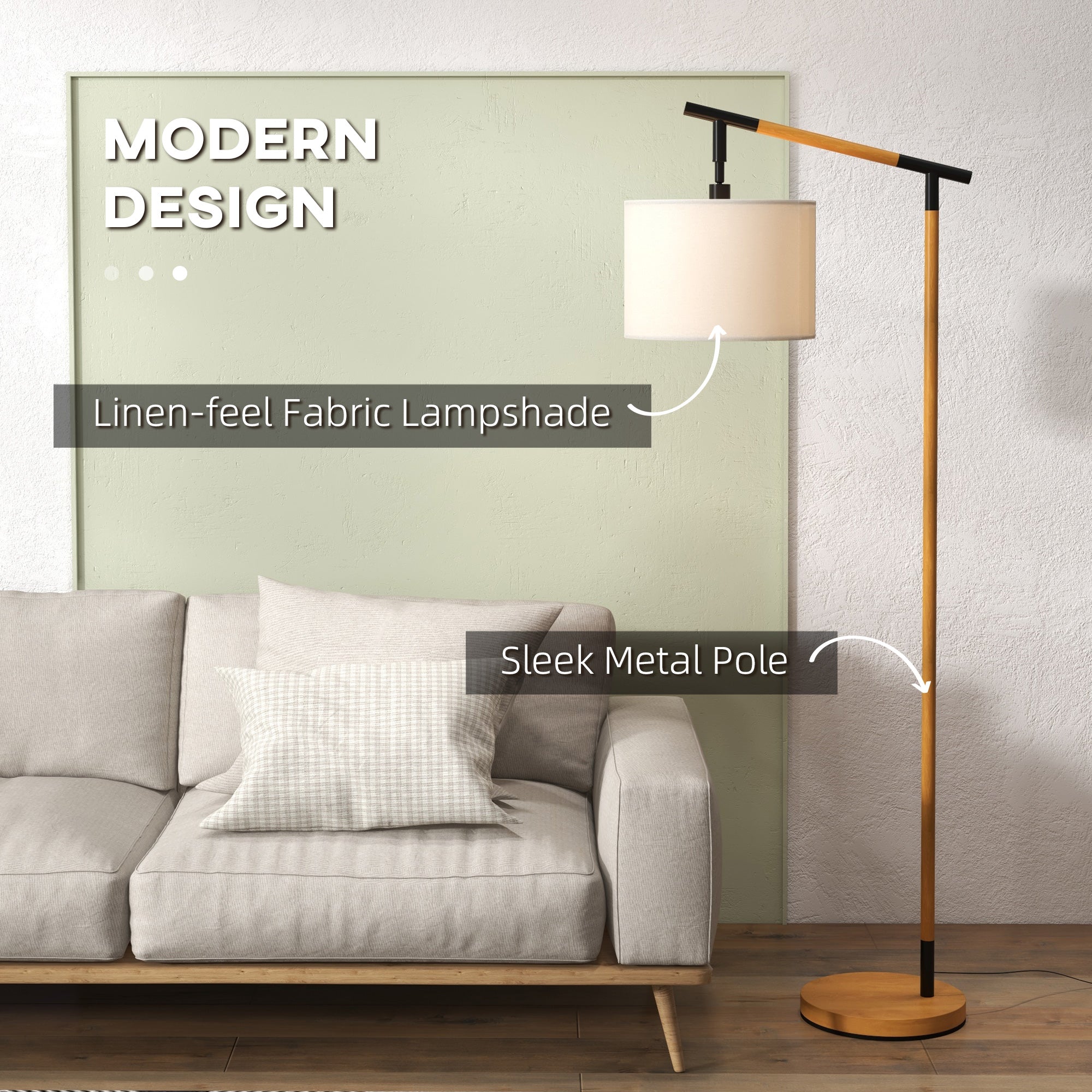 HOMCOM Modern Floor Lamps for Living Room with Rotating Lampshade, Standing Lamp for Bedroom, LED Bulb Included, Brown