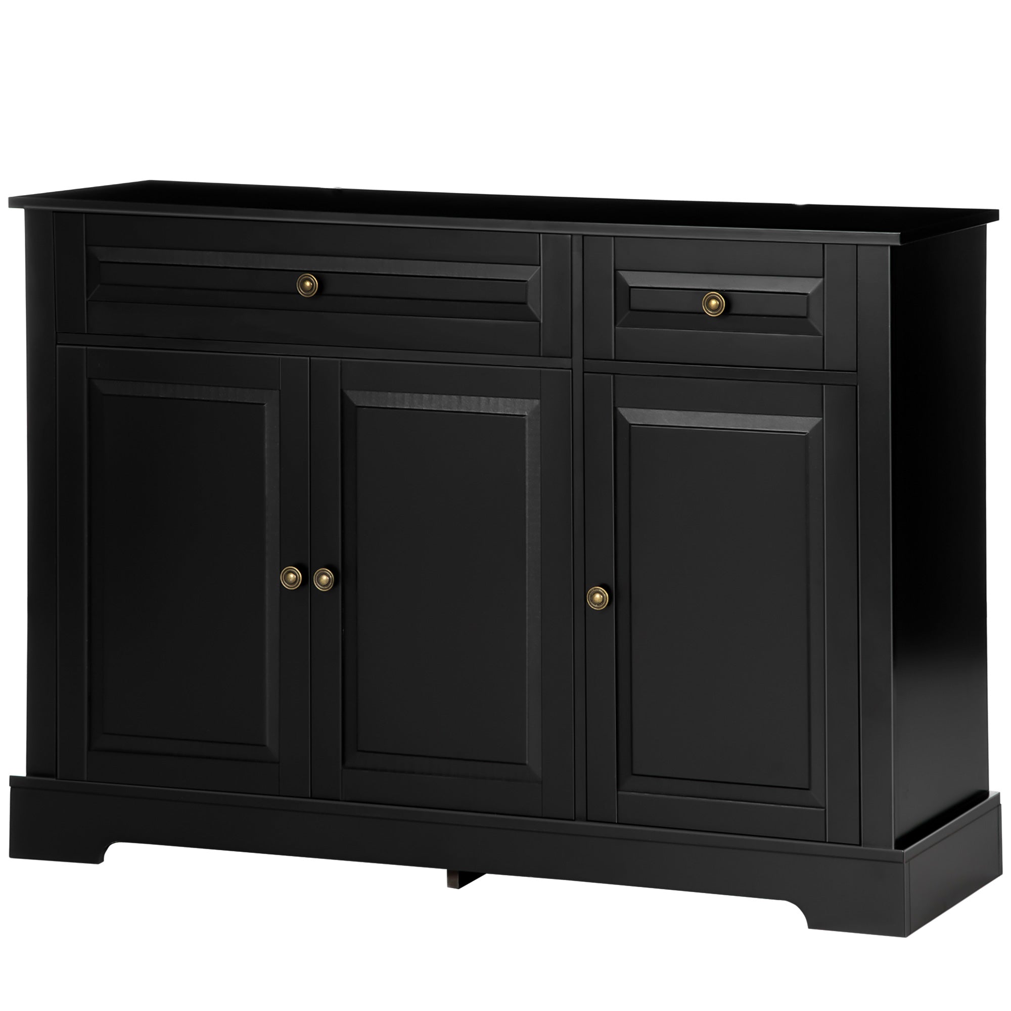 Kitchen Sideboard Buffet Cabinet with 2 Drawers and Adjustable Shelves, Black
