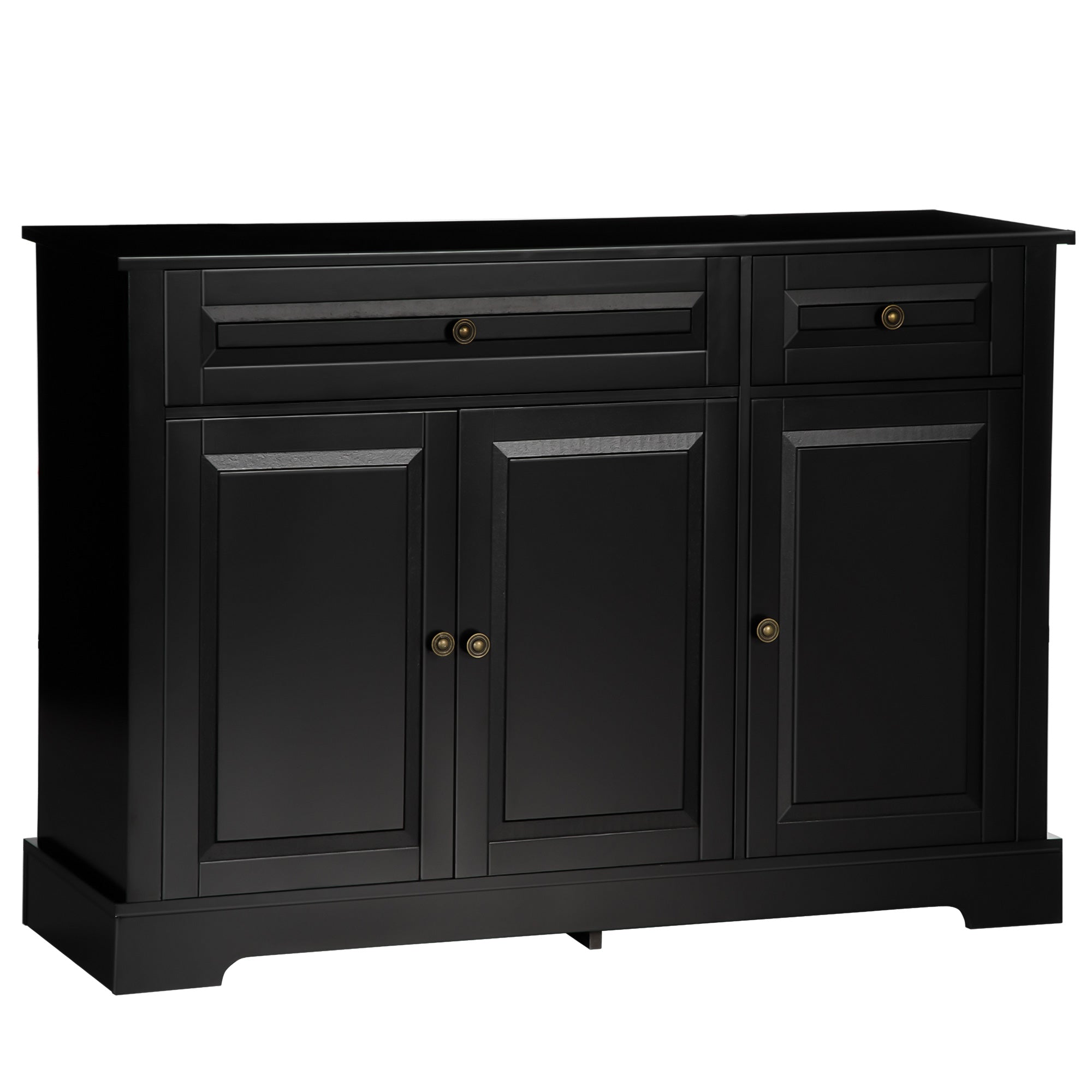 Kitchen Sideboard Buffet Cabinet with 2 Drawers and Adjustable Shelves, Black