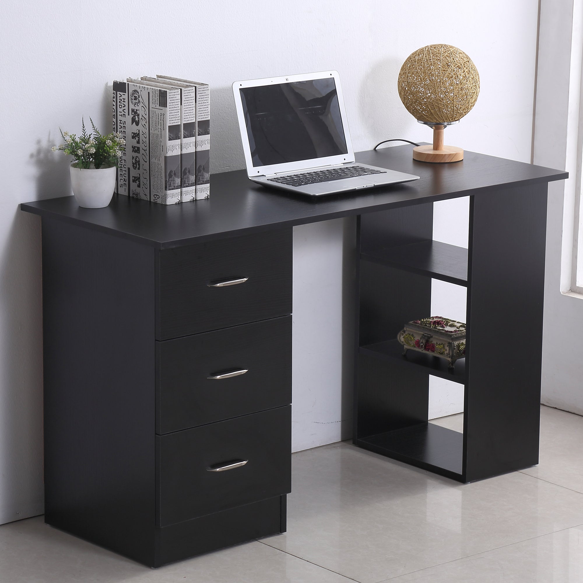 47" Modern Home Office Computer Workstation Desk Black - HOMCOM