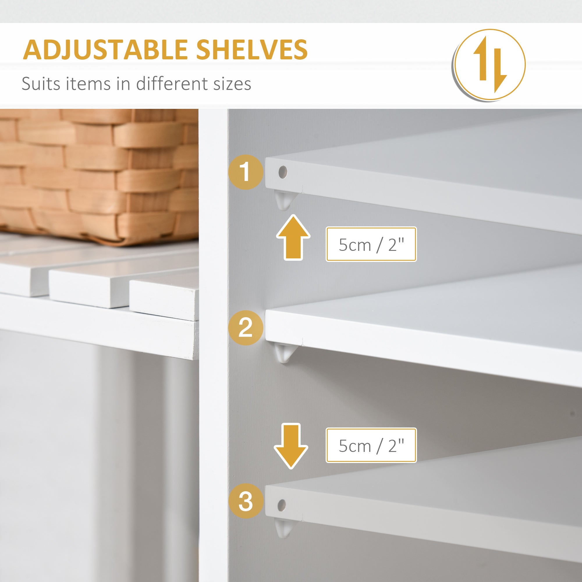 HOMCOM Rolling Kitchen Island, Kitchen Cart on Wheels with Rubber Wood Top, Towel Rack, Cabinets, Drawers for Dining Room, White