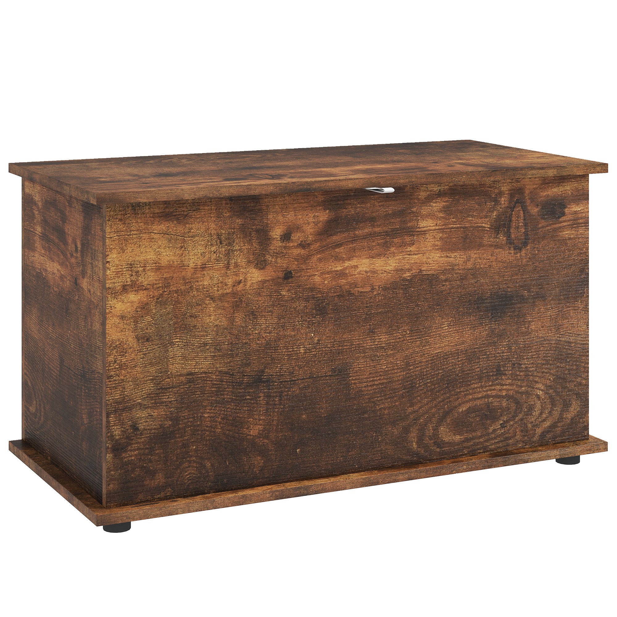 Storage Chest, Large 102L Blanket Box, Shoe Bench with Safety Hinged Lid, Storage Trunk, Bed End Bench for Bedroom, Hallway, Living room, Playroom, 80 x 40 x 45cm, Rustic Brown