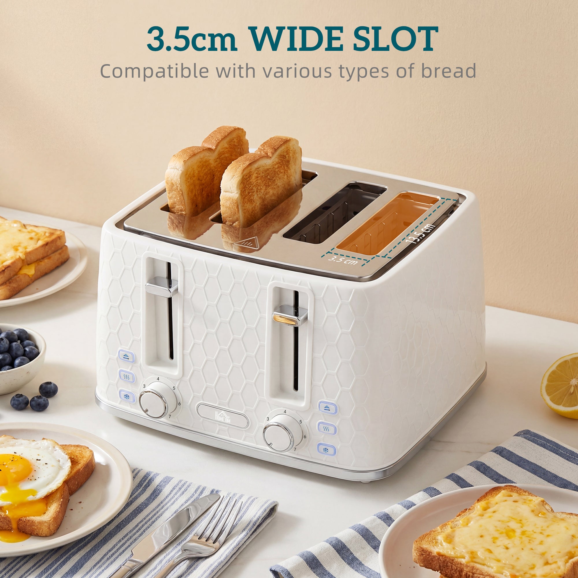 Kettle and Toaster Set, 1.7L 3000W Rapid Boil Jug Kettle with Strix Thermostat, Limescale Filter, 4 Slice Toaster with 7 Browning Controls, Crumb Tray, Cream