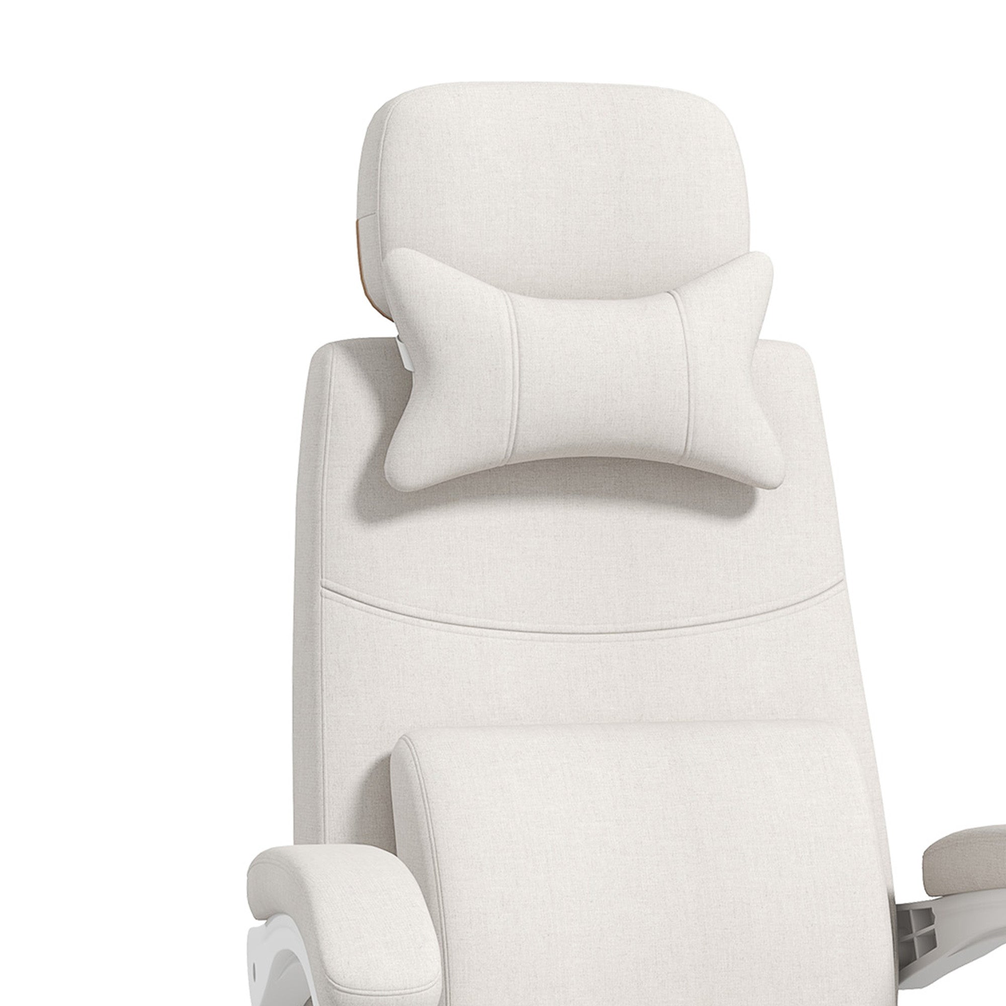 Vinsetto Office Chair, Ergonomic Desk Chair, High Back Fabric Work Chair with 160° Reclining Backrest, Retractable Footrest, Neck and Lumbar Pillow for Home and Study, White