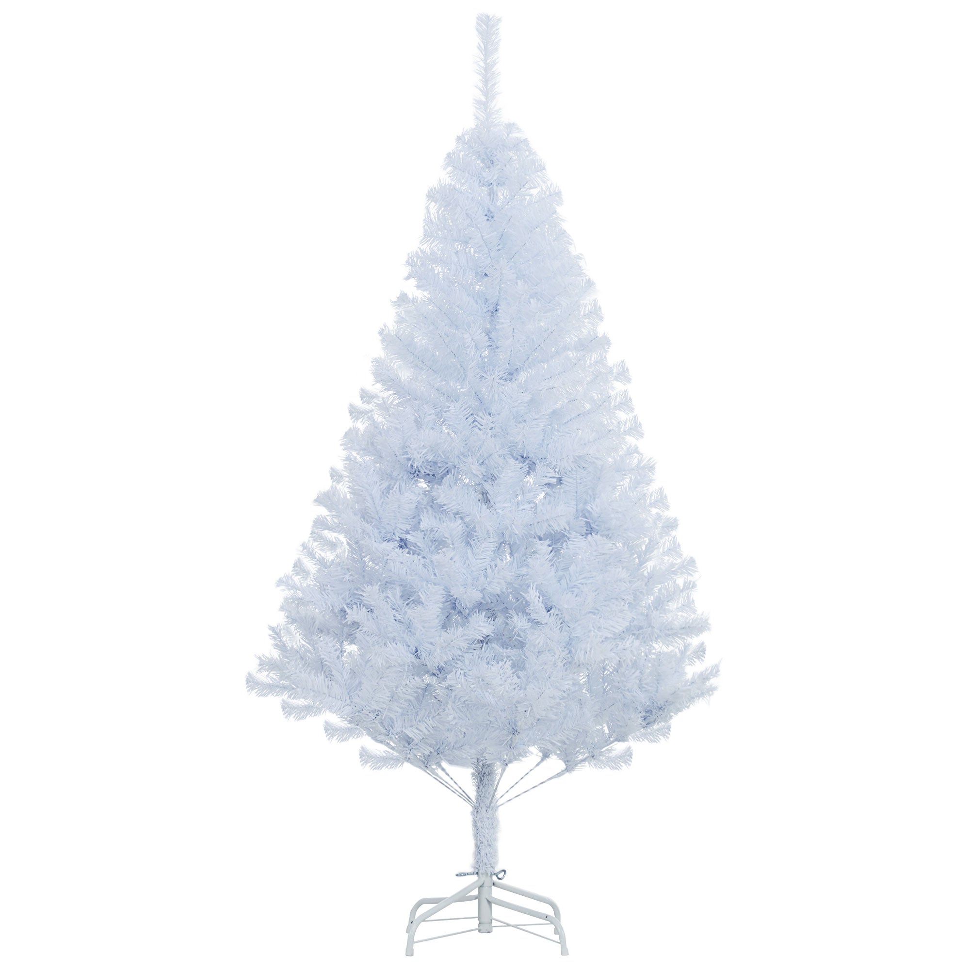 HOMCOM 5ft Artificial Christmas Tree with 536 Branch Tips and Metal Stand, Xmas Tree for Home Indoor Holiday, White