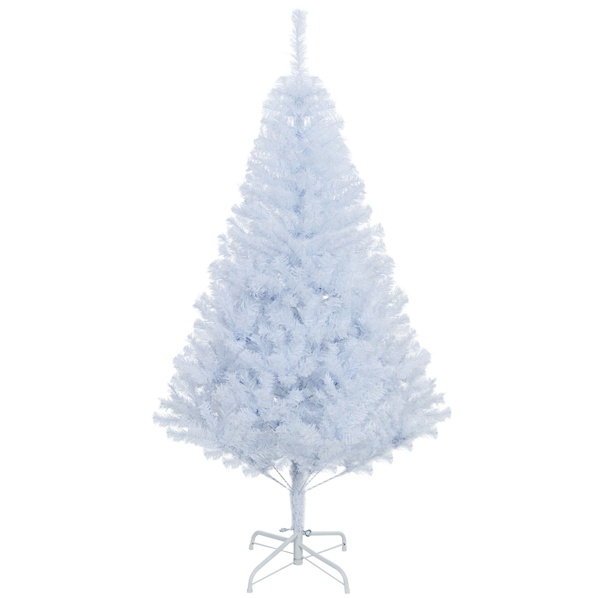 HOMCOM 5ft Artificial Christmas Tree with 536 Branch Tips and Metal Stand, Xmas Tree for Home Indoor Holiday, White