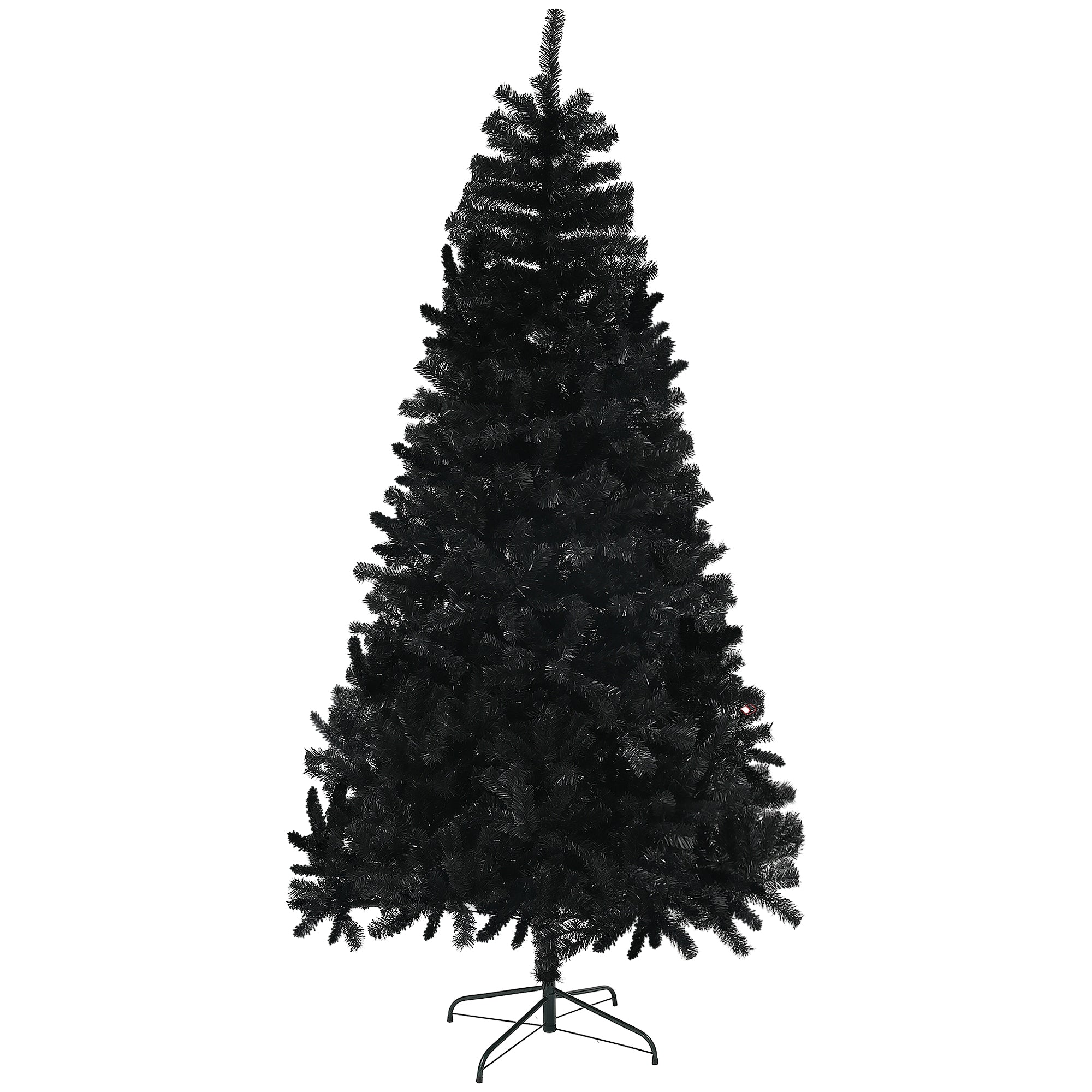 7.5ft Unlit Artificial Christmas Tree, Xmas Tree with 1346 Branch Tips, Auto Open and Steel Base, Holiday Decoration for Home Office, Black