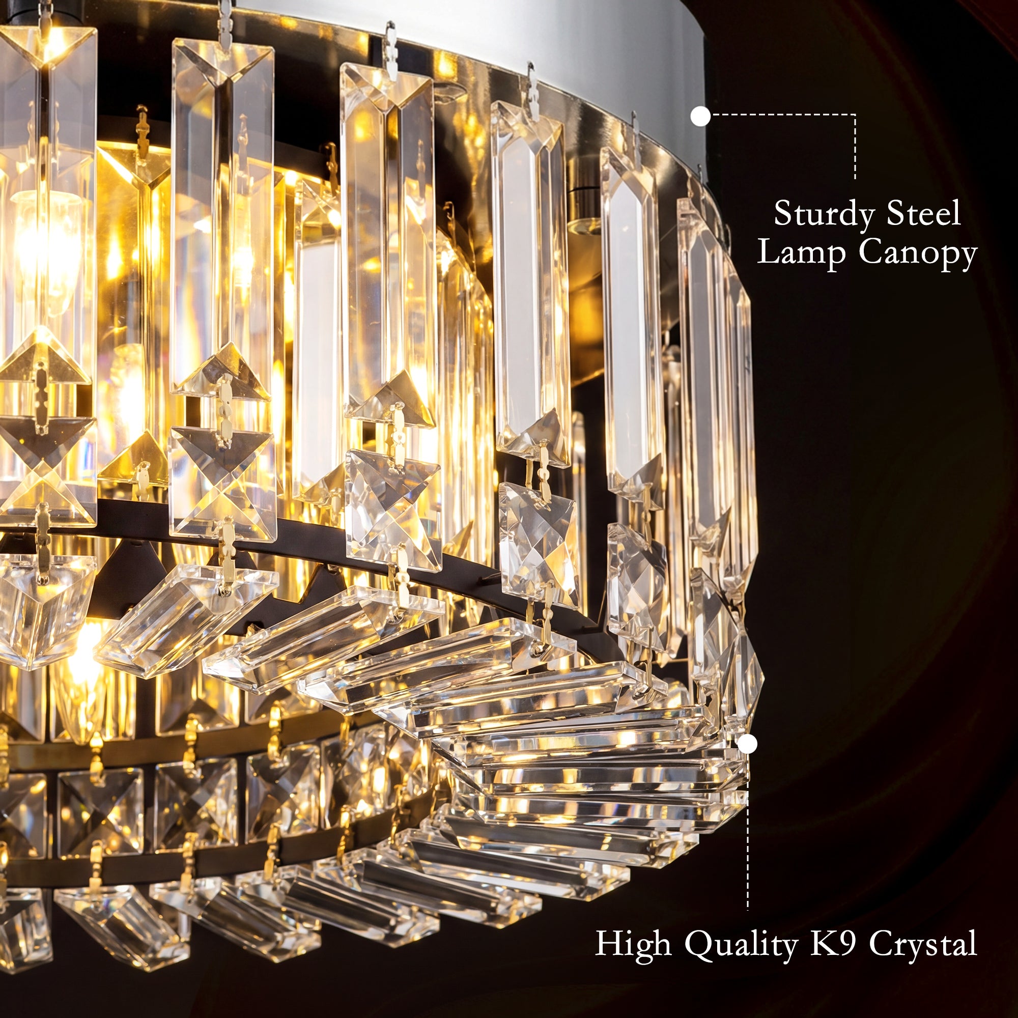 Crystal Chandeliers Ceiling Light with 160 Crystal Pendants, Modern 6-Light Flush Mount Ceiling Light for Living Room, Bedroom, Dining Room, Hall, Silver Tone